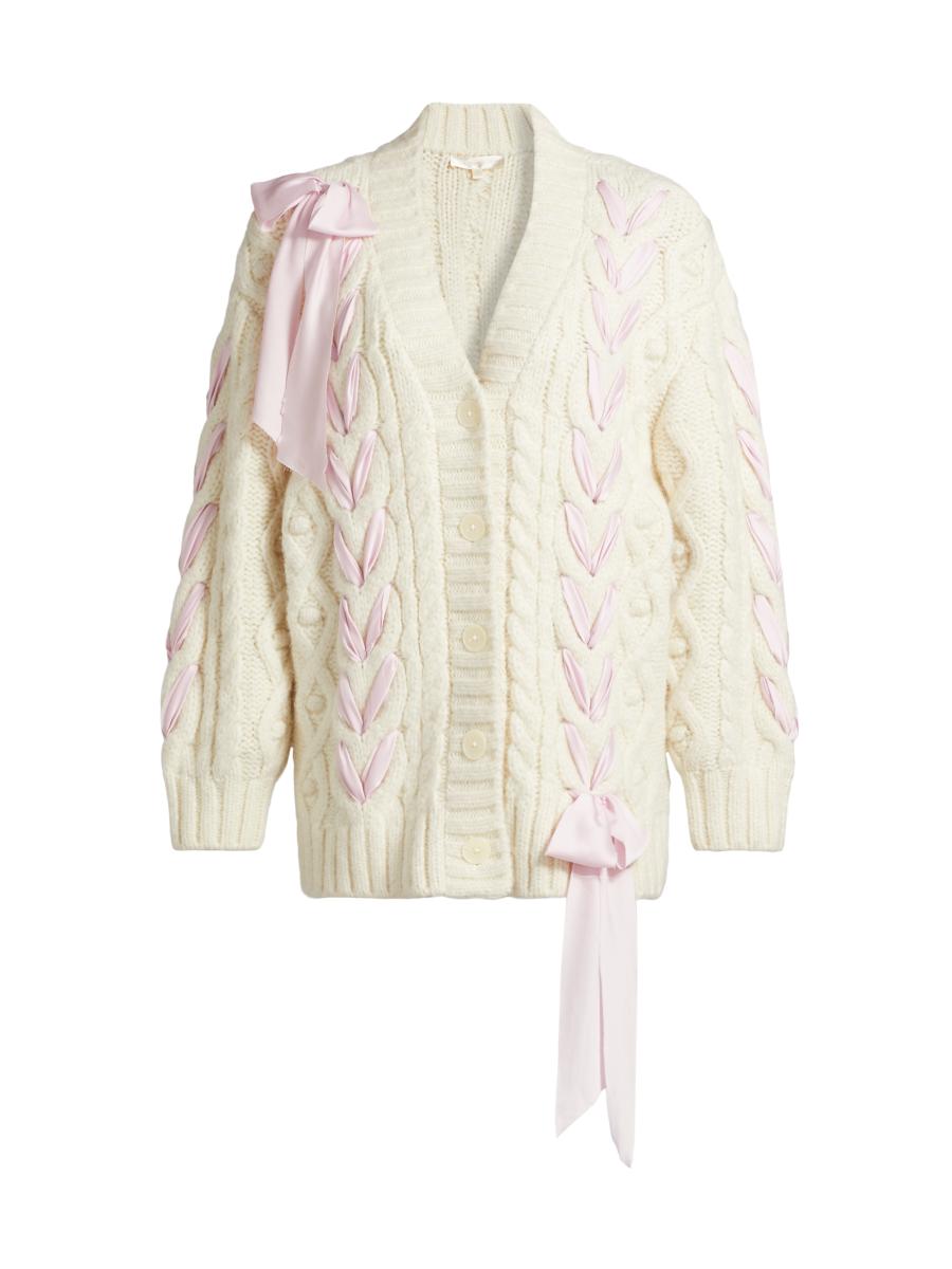 トップス Andmary Lacey ribbon cardigan ANDMARY】Lacey ribbon cardigan