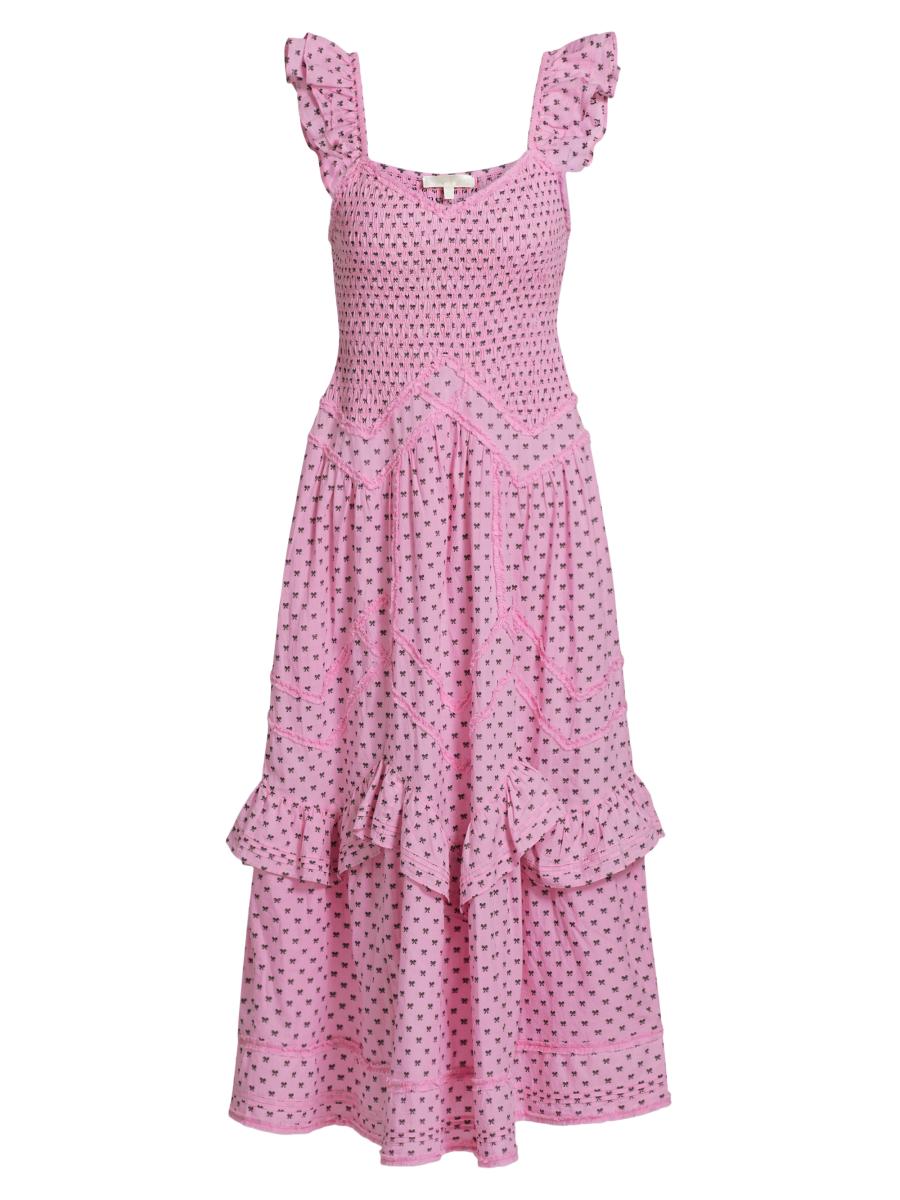 に*こ様 FUZZYKON foodie dress + leg Strappy Plunge Cut Out Frilly Mini Bodycon Dress In Pink