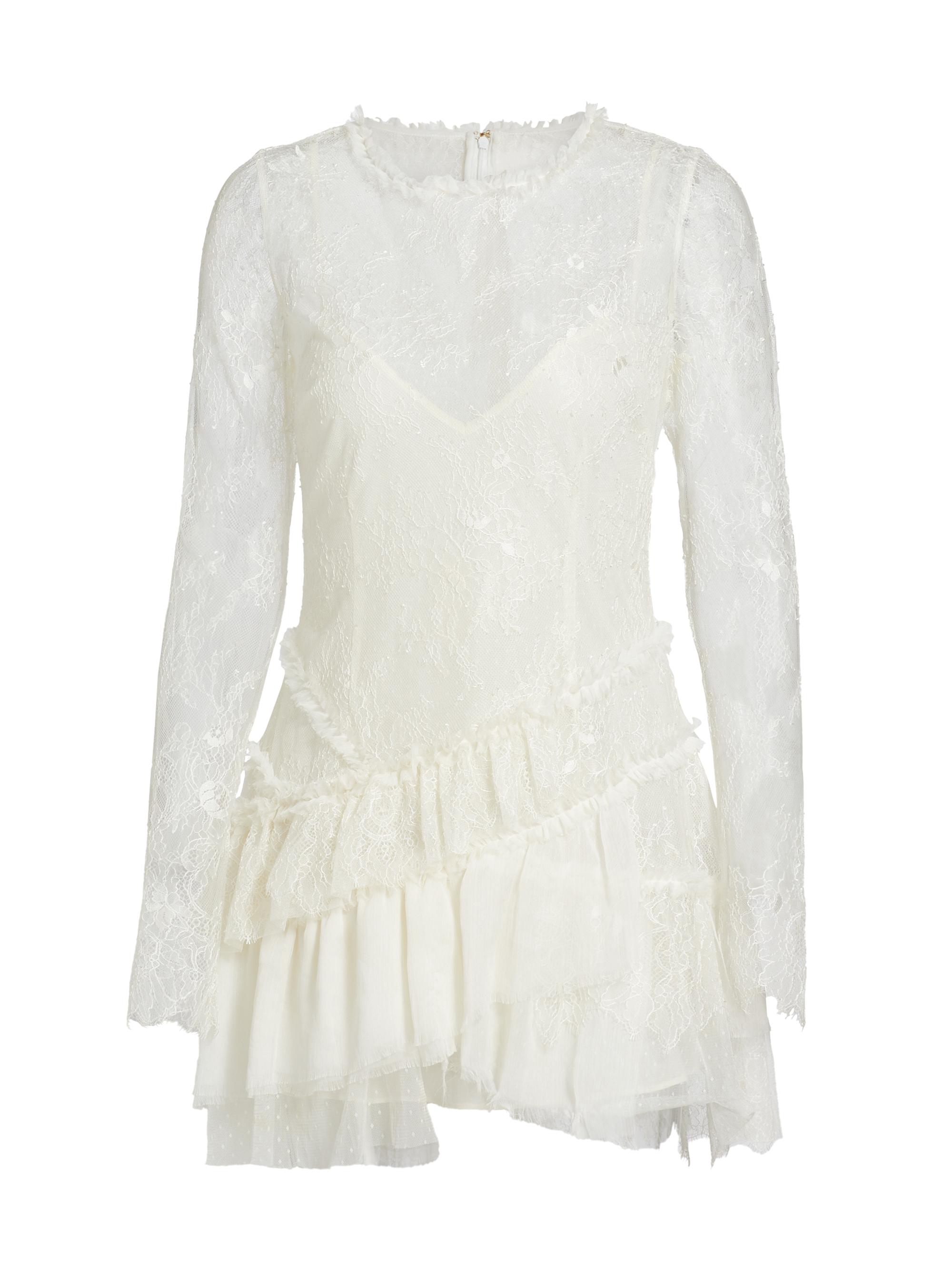 LoveShackFancy Women's Amberleigh Lace Ruffle Minidress -