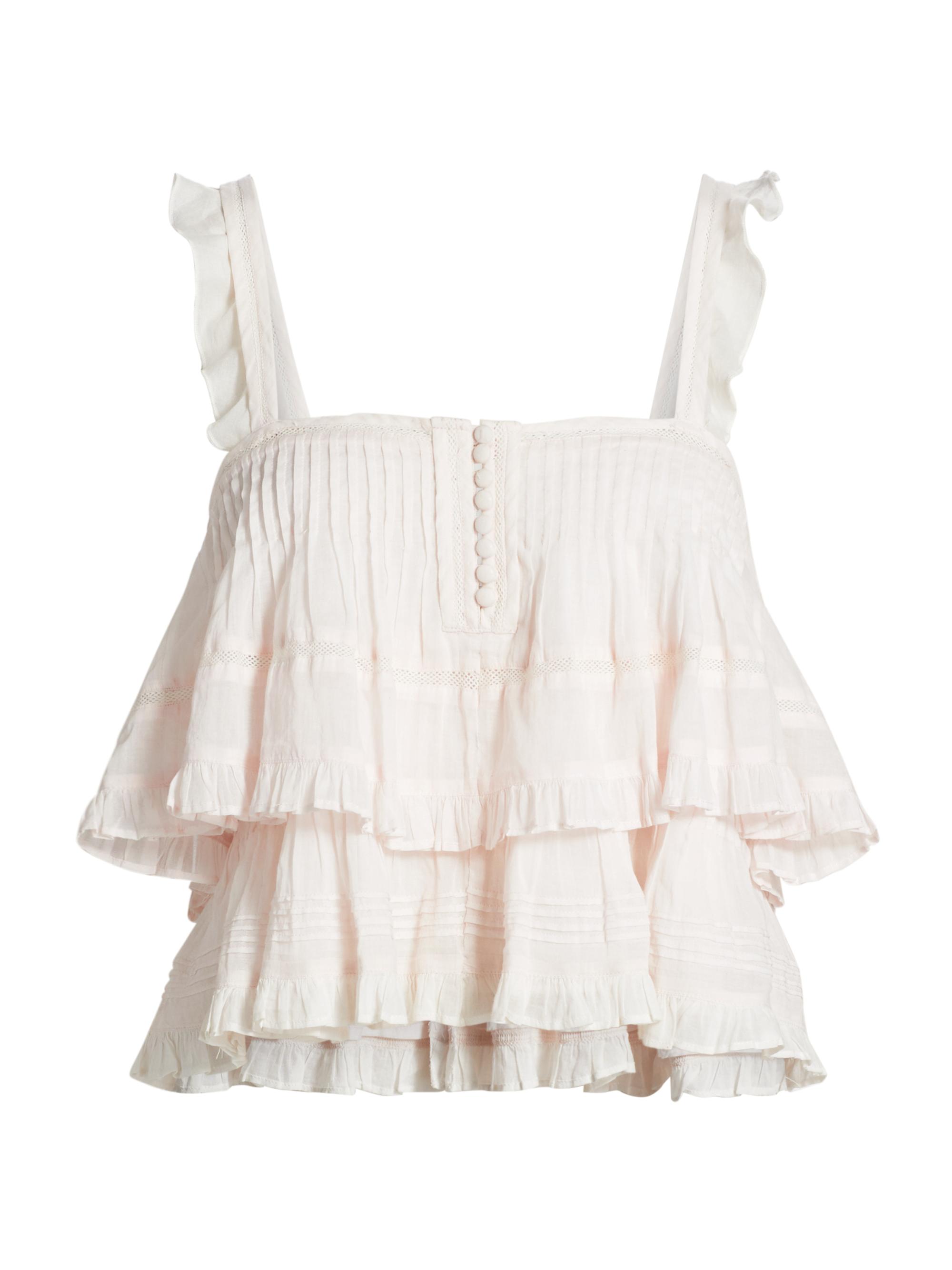 LoveShackFancy Women's Viola Victorian Field Dobby Novalee Top - Tea Rose Pink