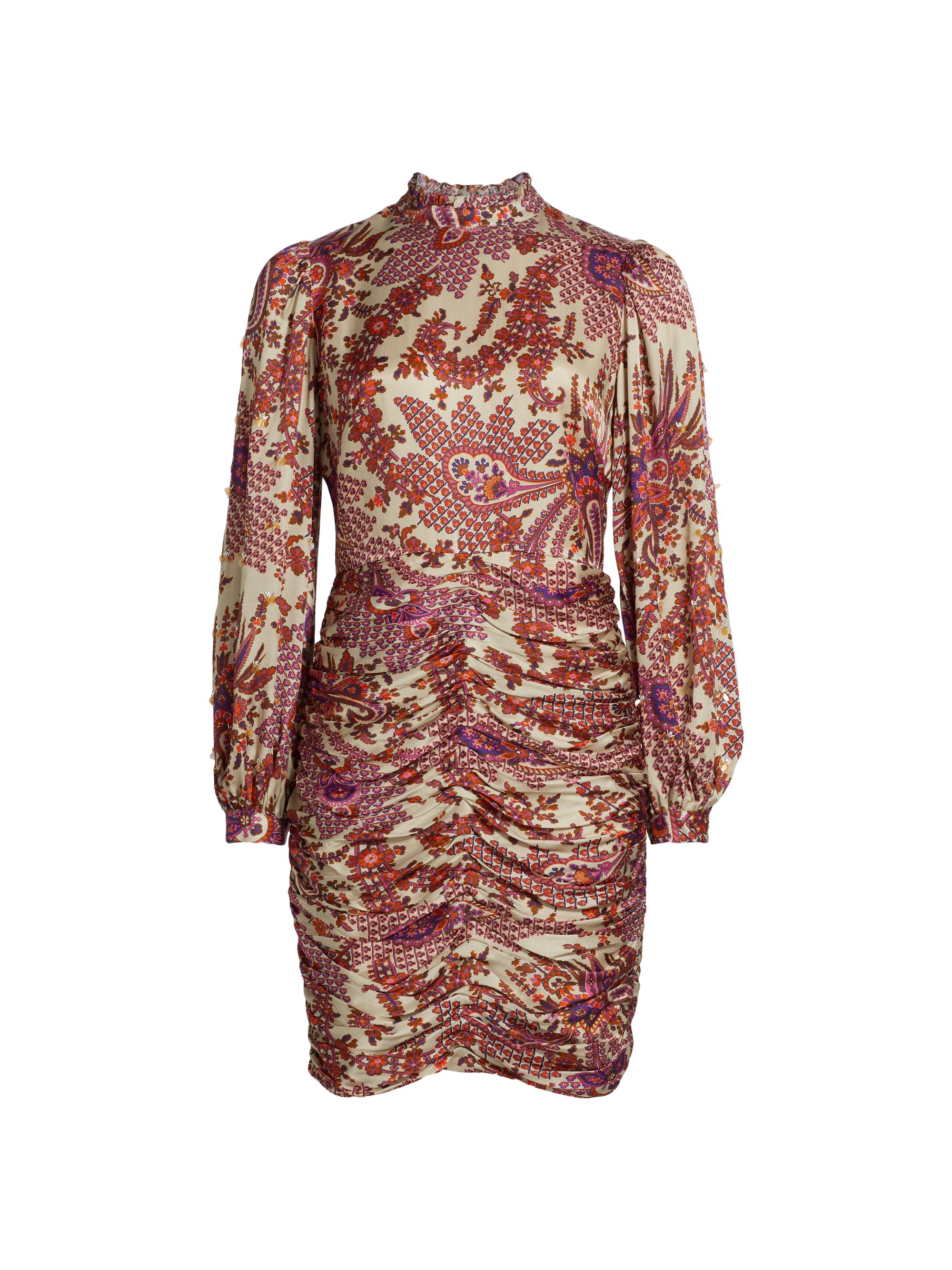 Kobi Halperin Women's Elizabeth Printed Satin Ruched Minidress - Natural Multi