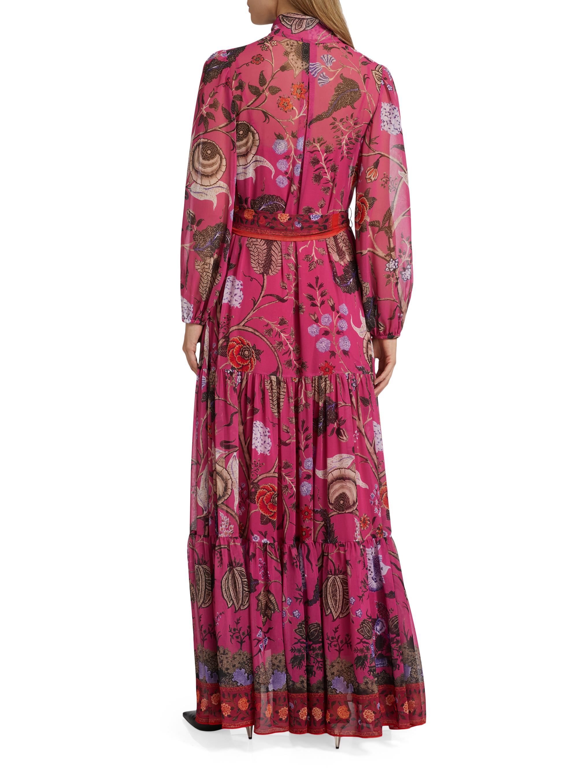Kobi Halperin Leah Floral Chiffon Tieneck Maxi Shirtdress