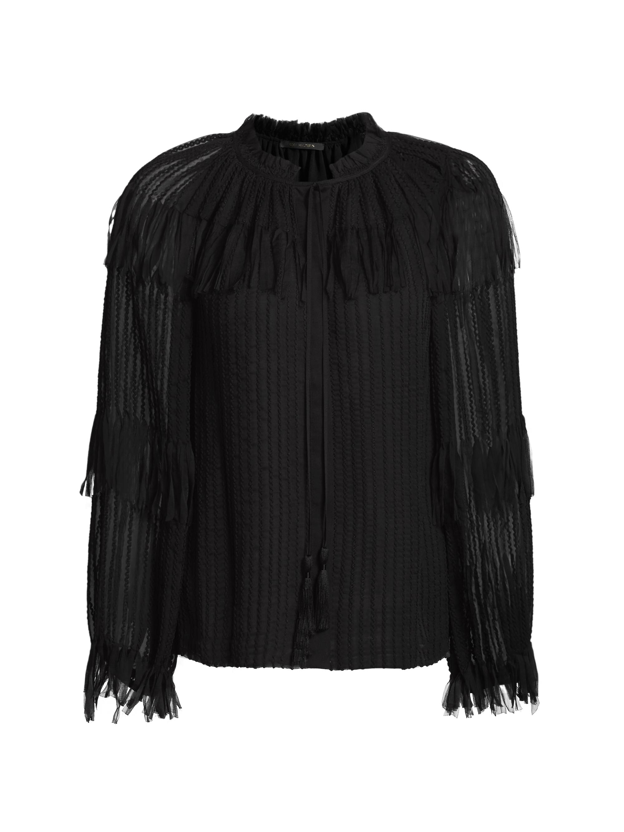 Kobi Halperin Women's Poppi Fringed Chiffon Blouse - Black