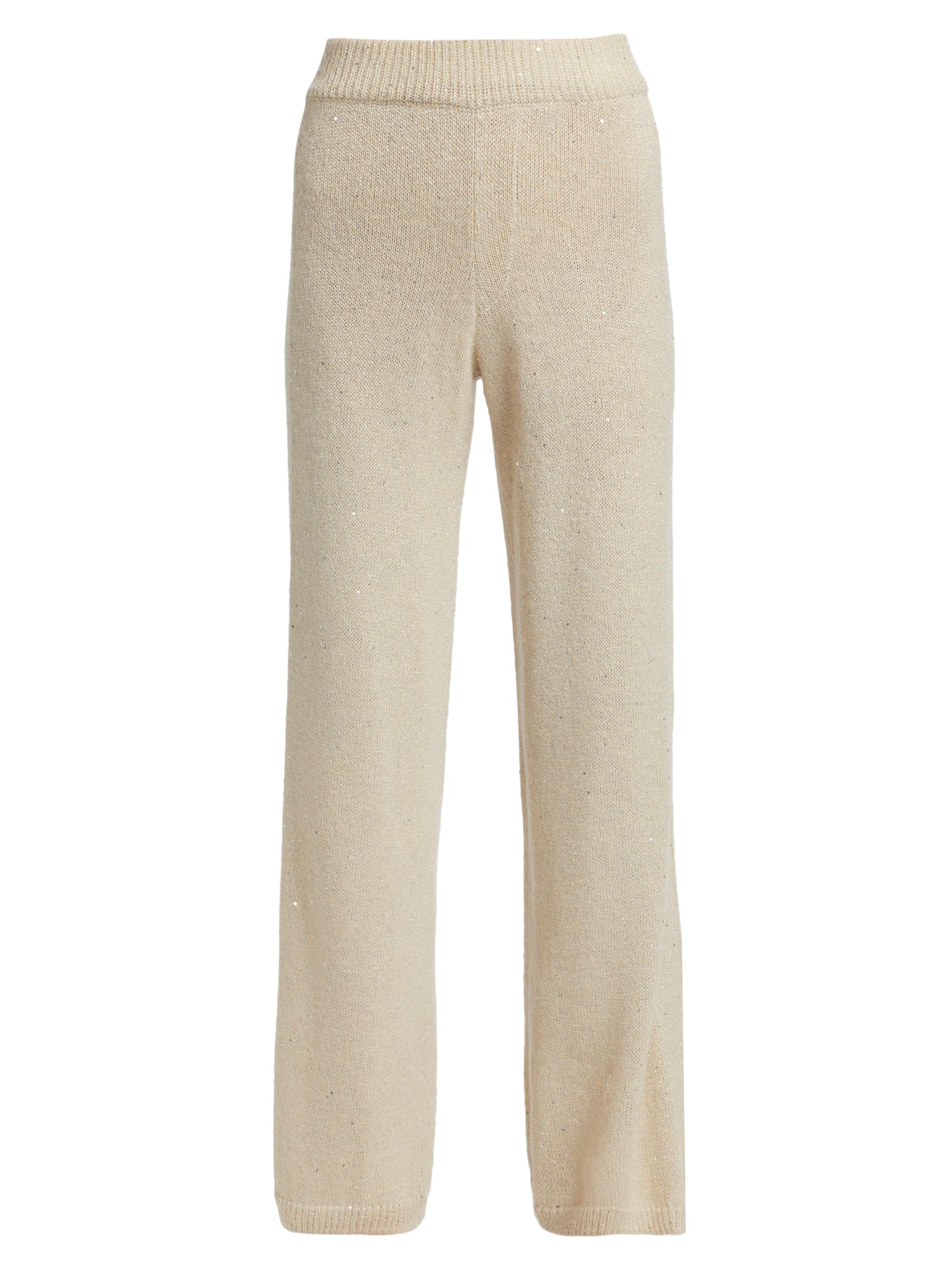 ATM Anthony Thomas Melillo Women's Sequined Knit Wide-Leg Pants - Chalk