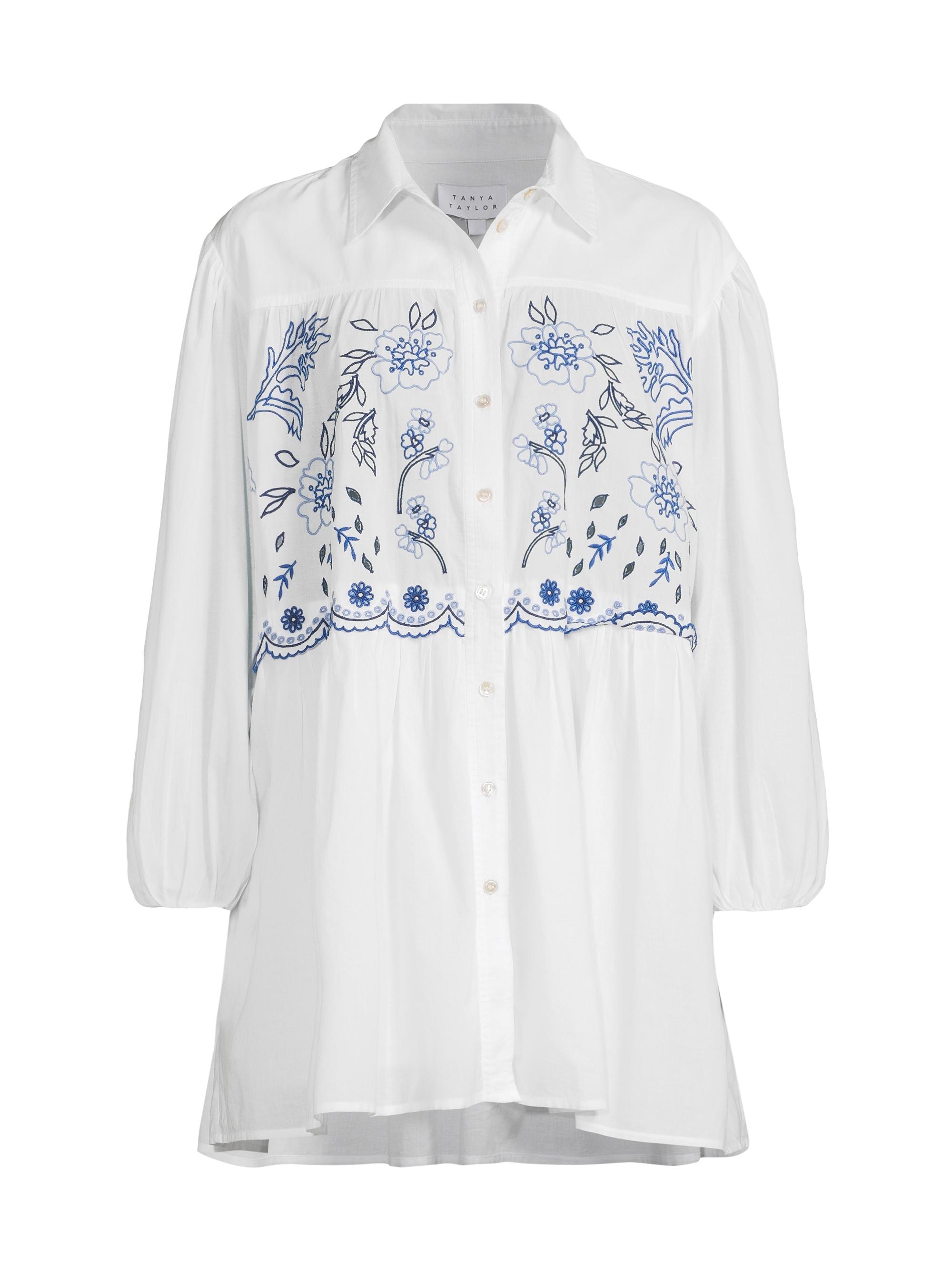 Tanya Taylor Women's Pippa Embroidered Minidress - Optic White Blue Multi