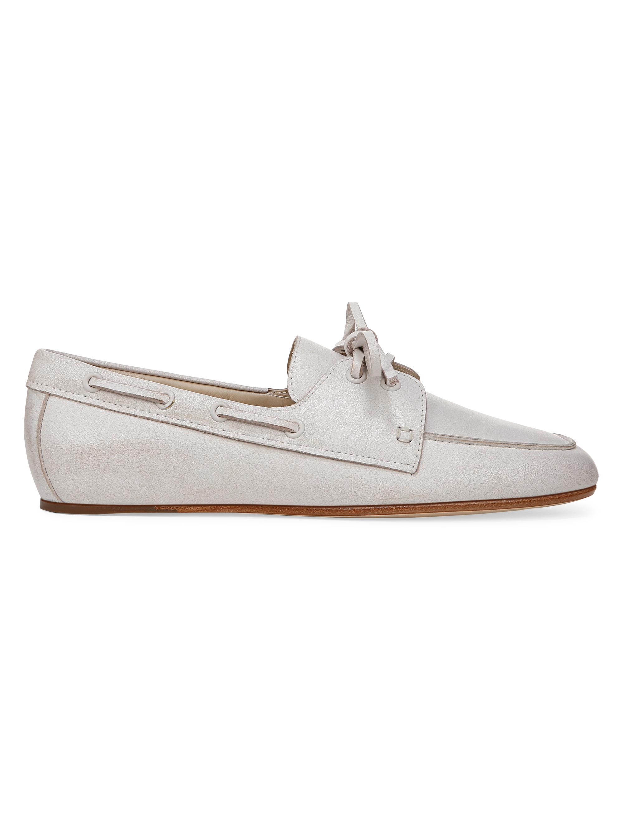 Vince Women's Marin Leather Boat Shoes - White Sabbia