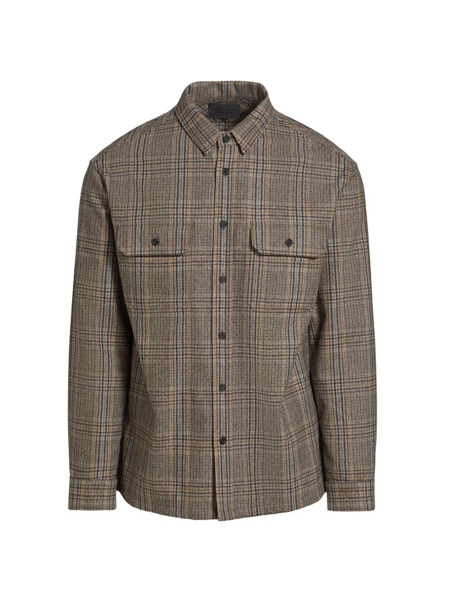 Nili Lotan Men's Evander Plaid Wool-blend Work Shirt In Brown