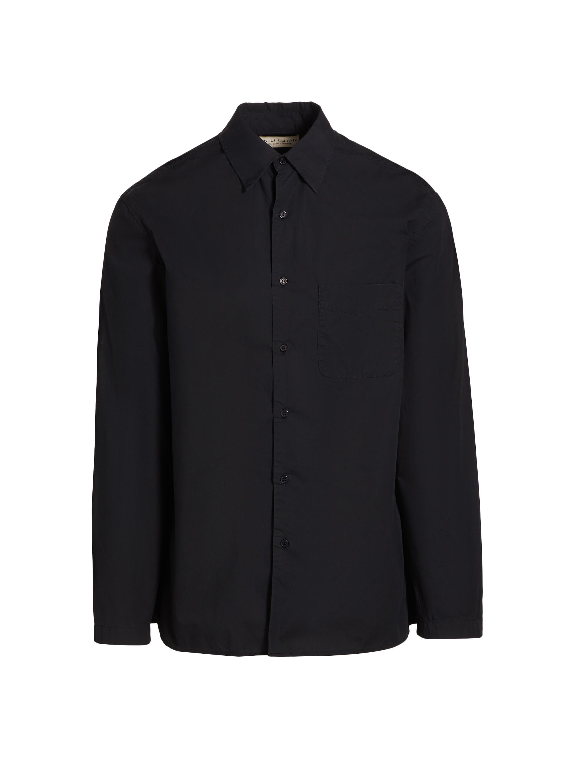 Nili Lotan Men's Caiden Cotton Poplin Button-Front Shirt - Midnight | Thumbnail 8