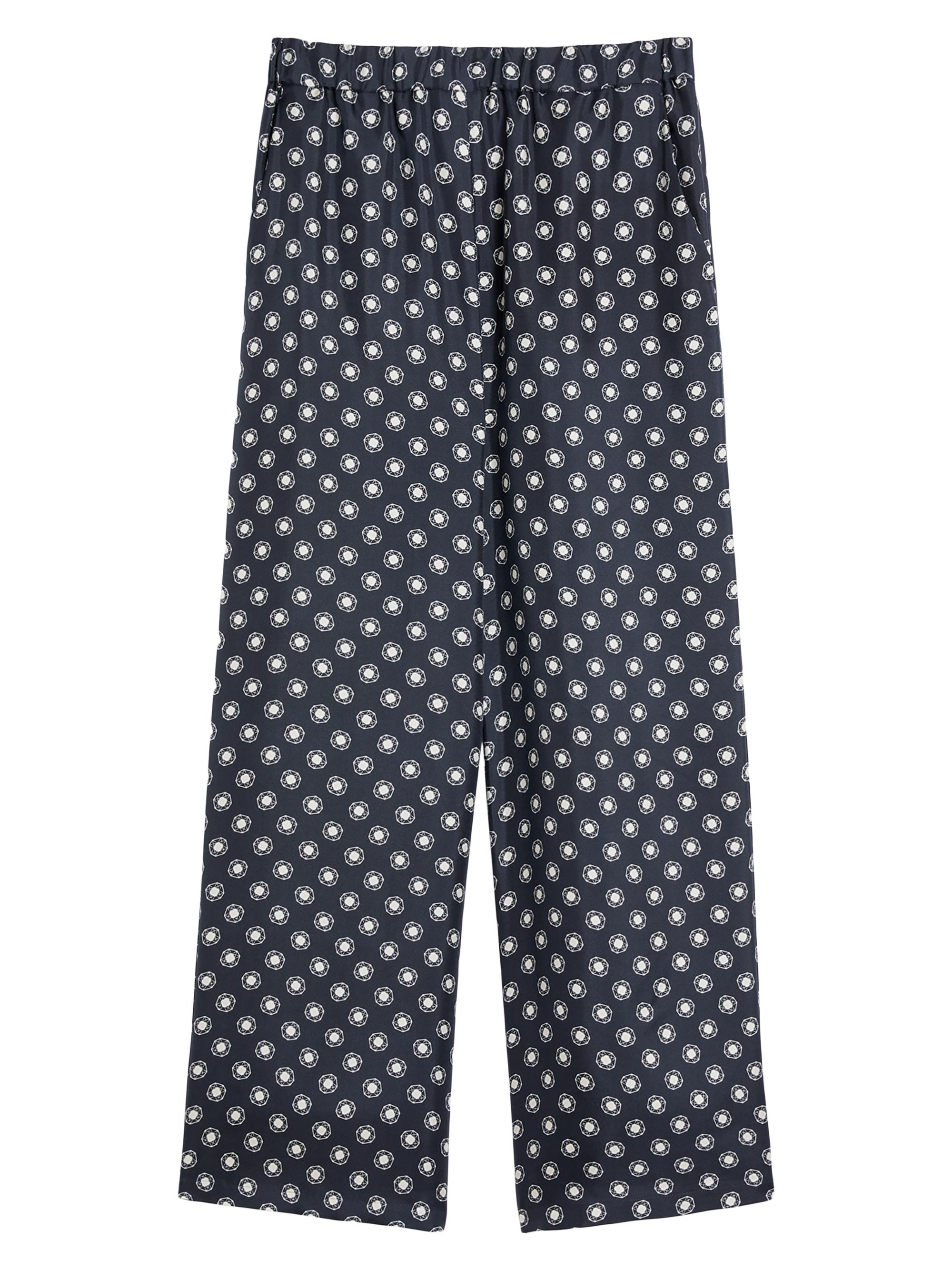 MM Max Mara Women's Vik Medallion-Print Silk Wide-Leg Pants - Midnight Blue