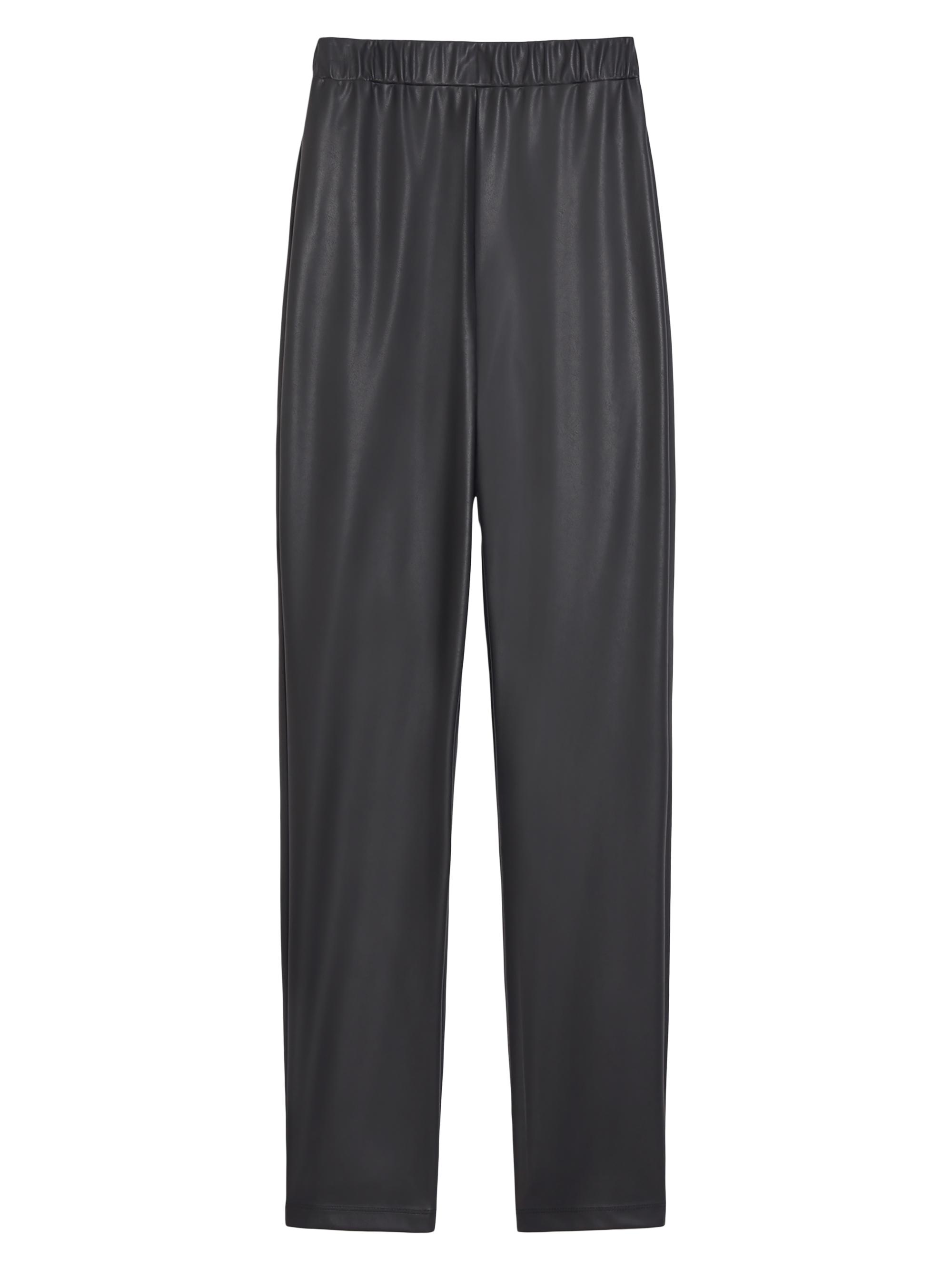 MM Max Mara Women's Rodano Faux-Leather Straight-Leg Pants - Black