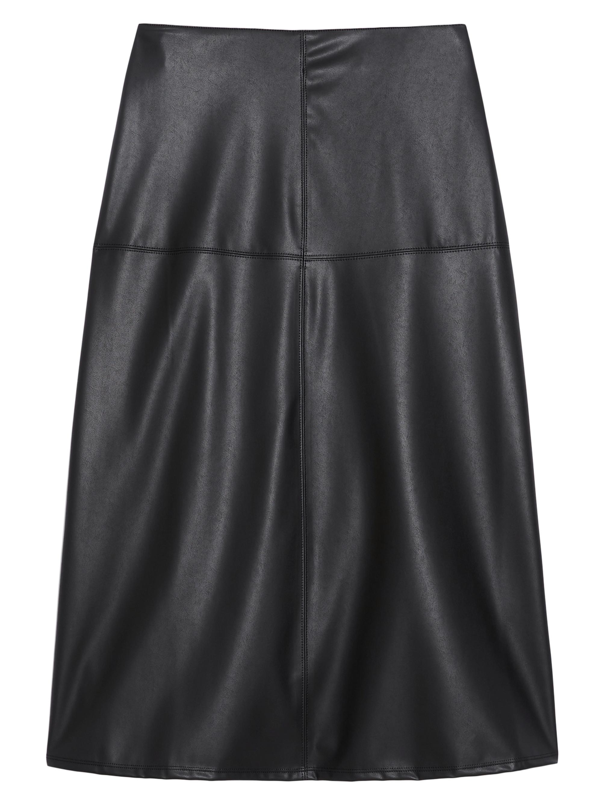 MM Max Mara Women's Scilli Faux Leather A-Line Midi-Skirt - Black
