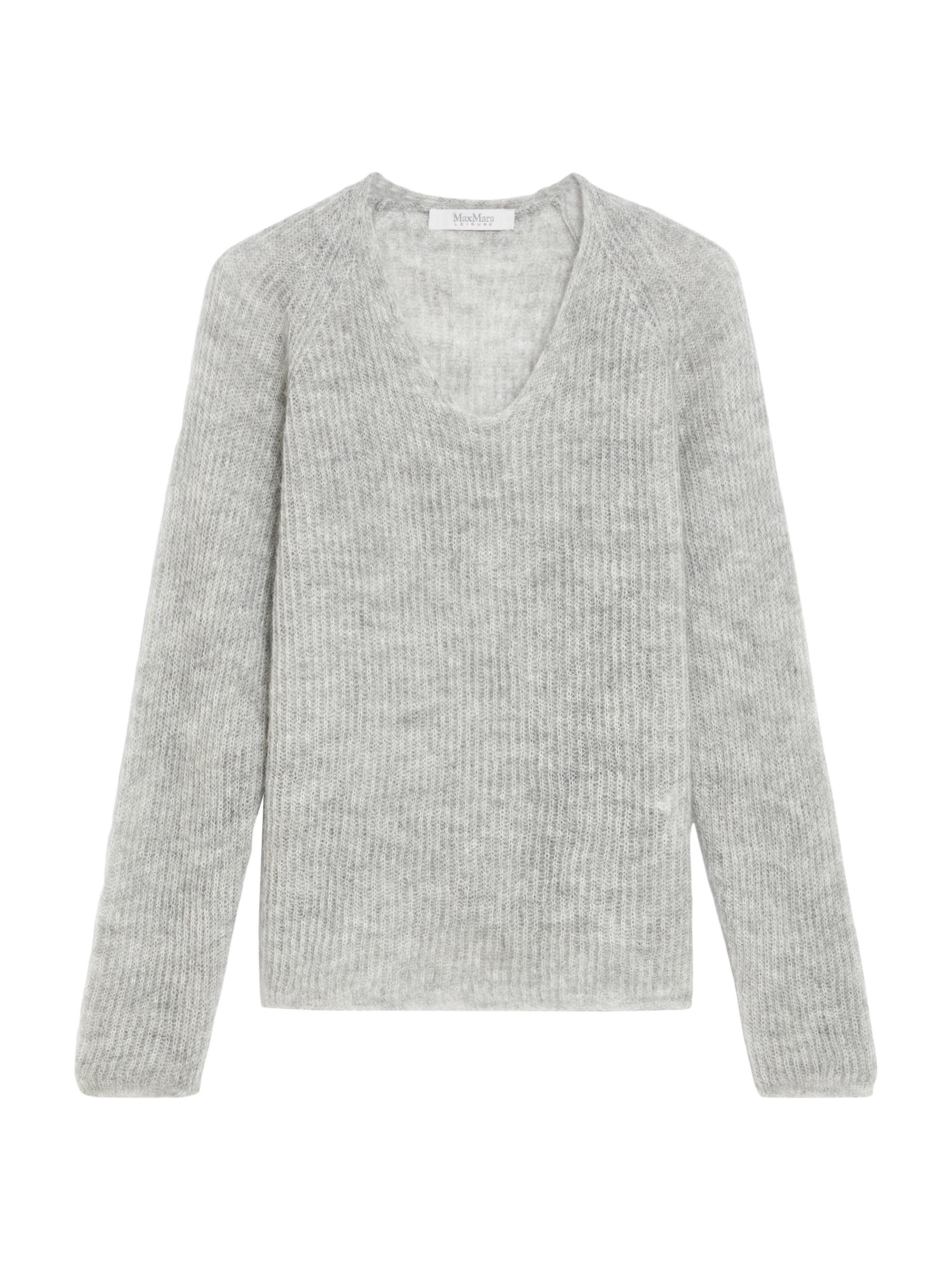 MM Max Mara Women's Fresis Mohair-Blend Rib-Knit Sweater - Light Grey