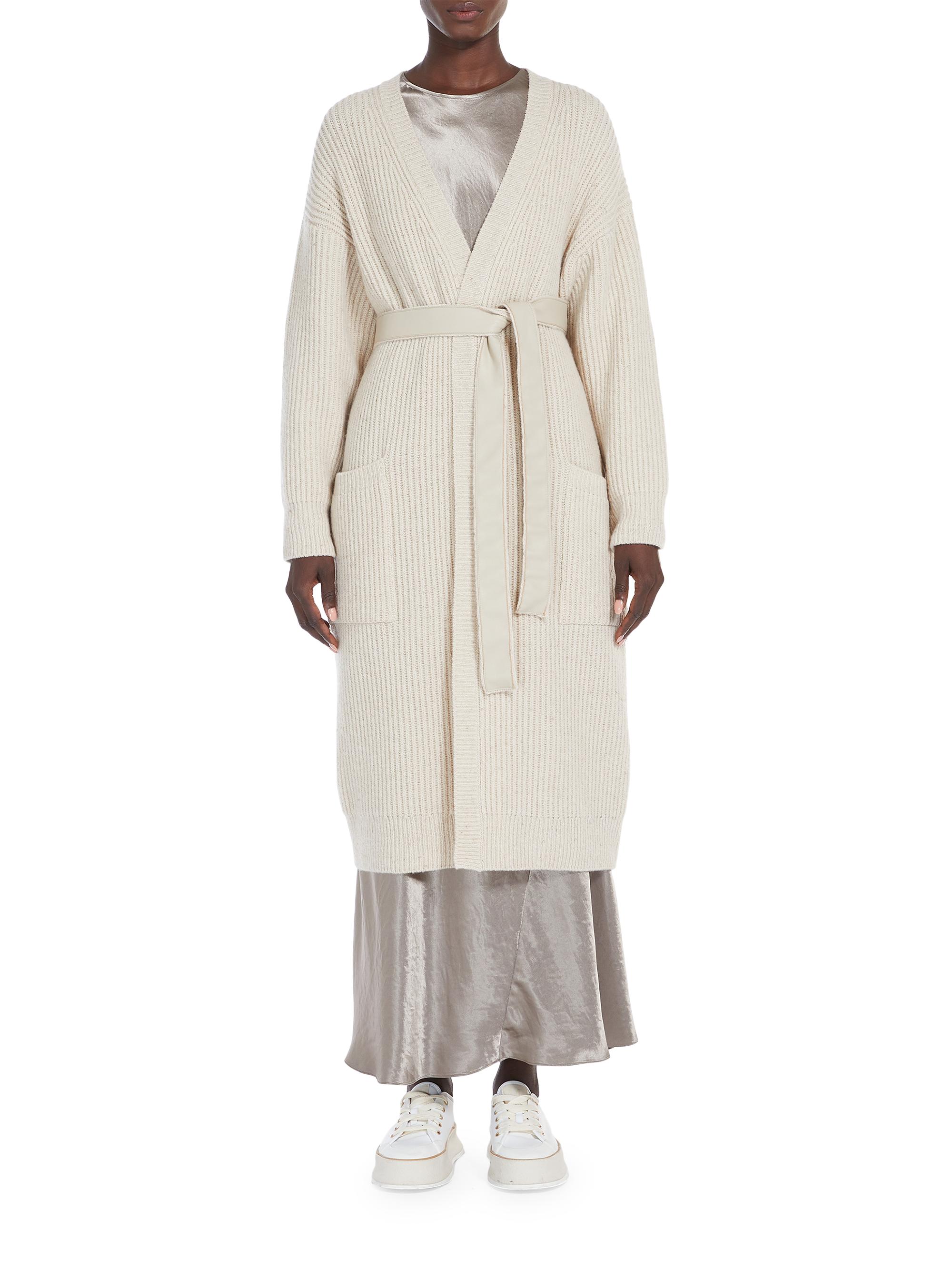 MM Max Mara Women's Emblema Wool-Blend Tie-Waist Long Cardigan - Hazelnut Brown