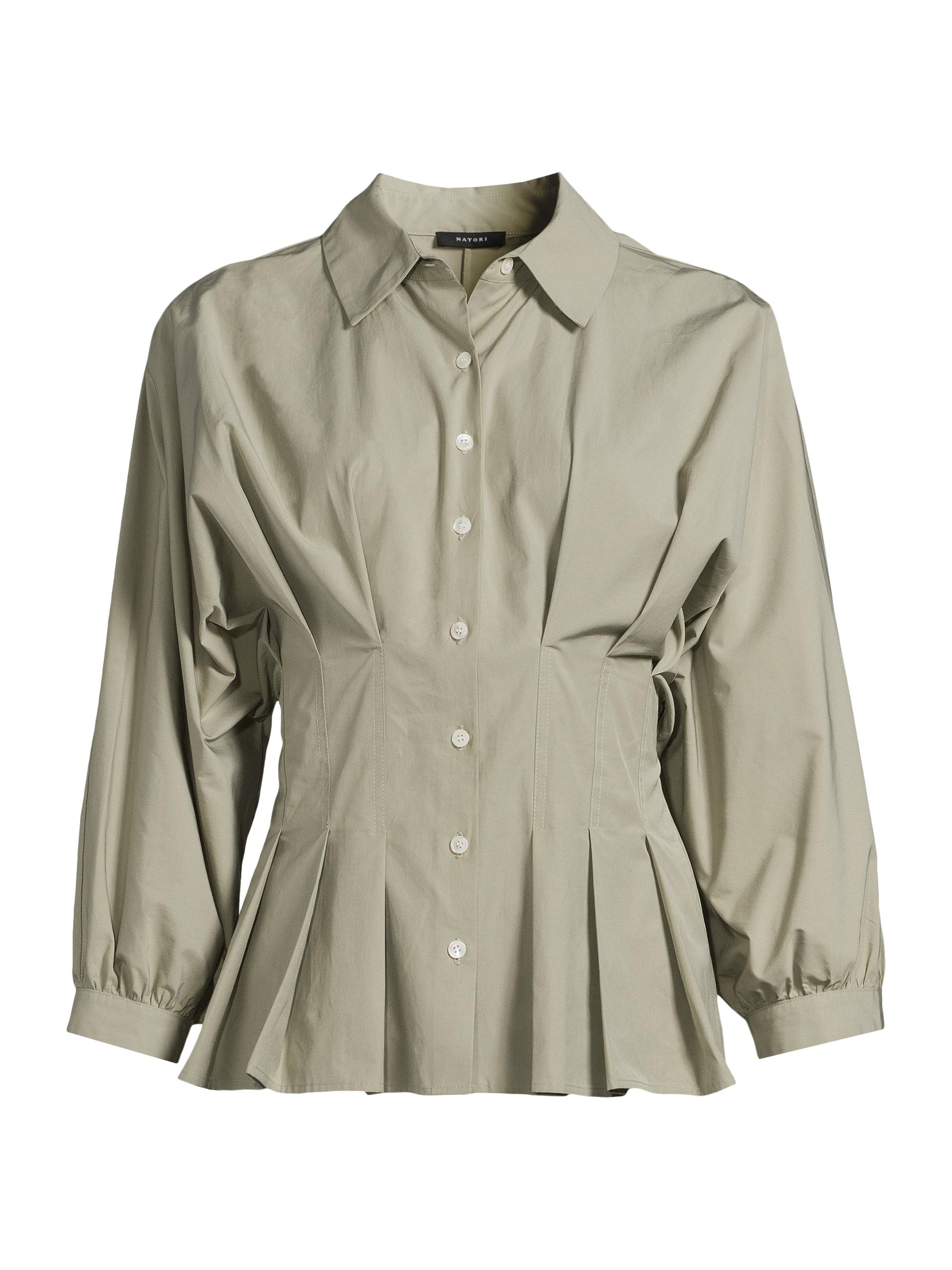 Natori Women's Taffeta Pleated Button-Front Shirt - Light Sage