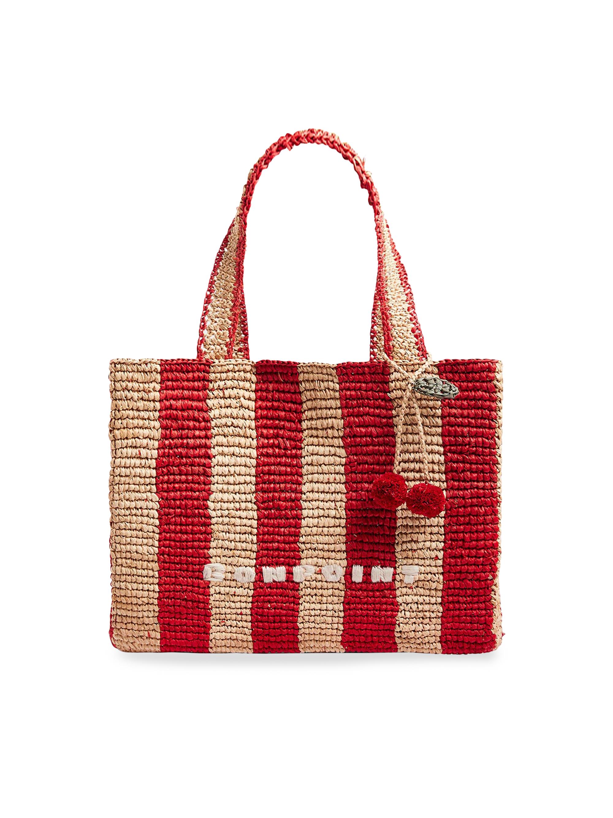 Bonpoint Women's Esma Raffia Tote - Red Stripe