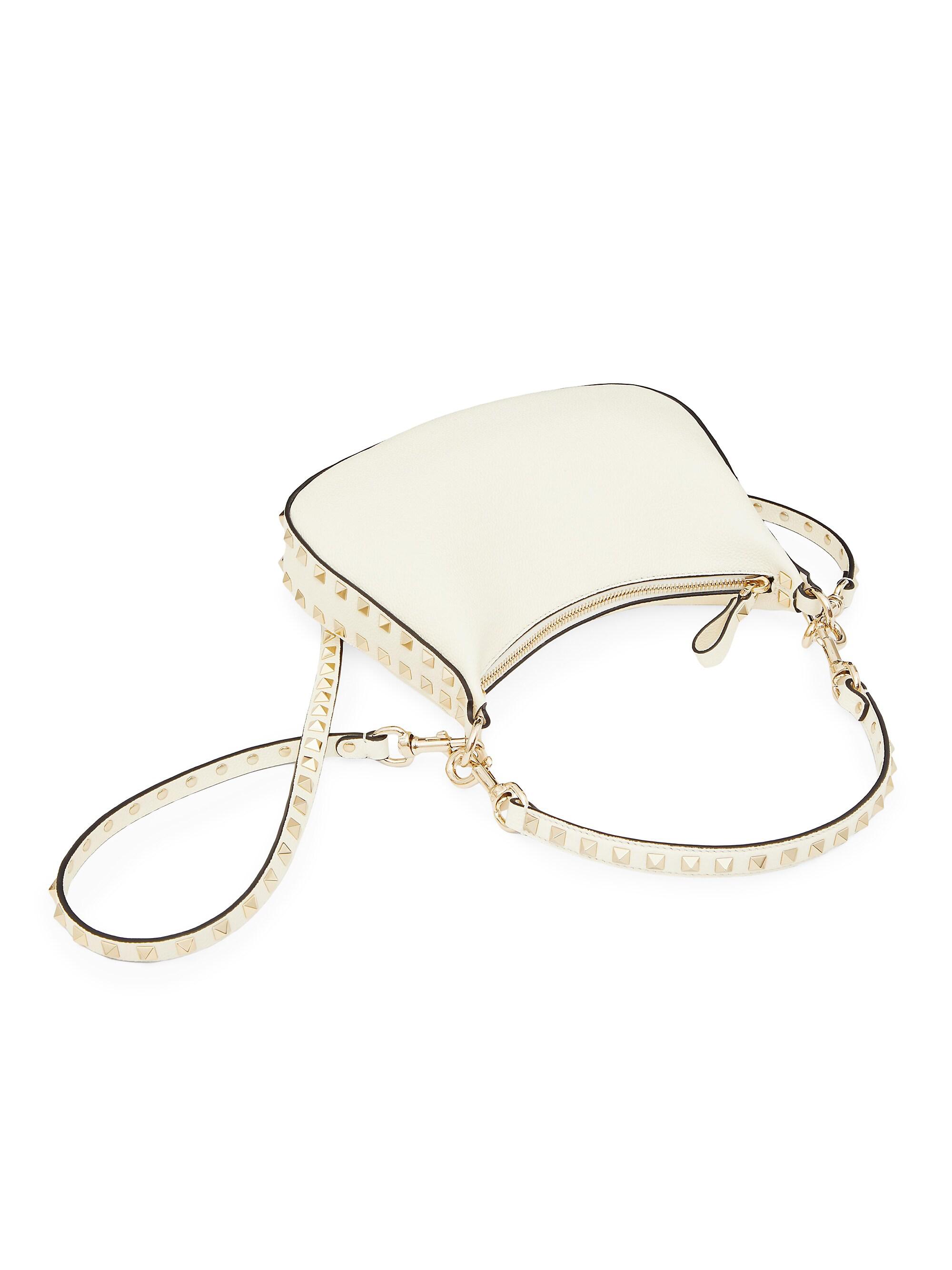 Valentino Garavani Small Rockstud Hobo Bag In Grainy