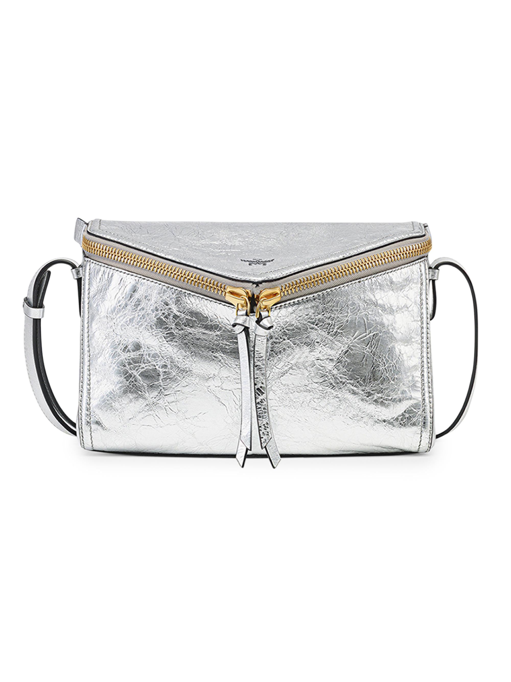 MCM Women's 3D Diamant Metallic Leather Shoulder Bag - Silver