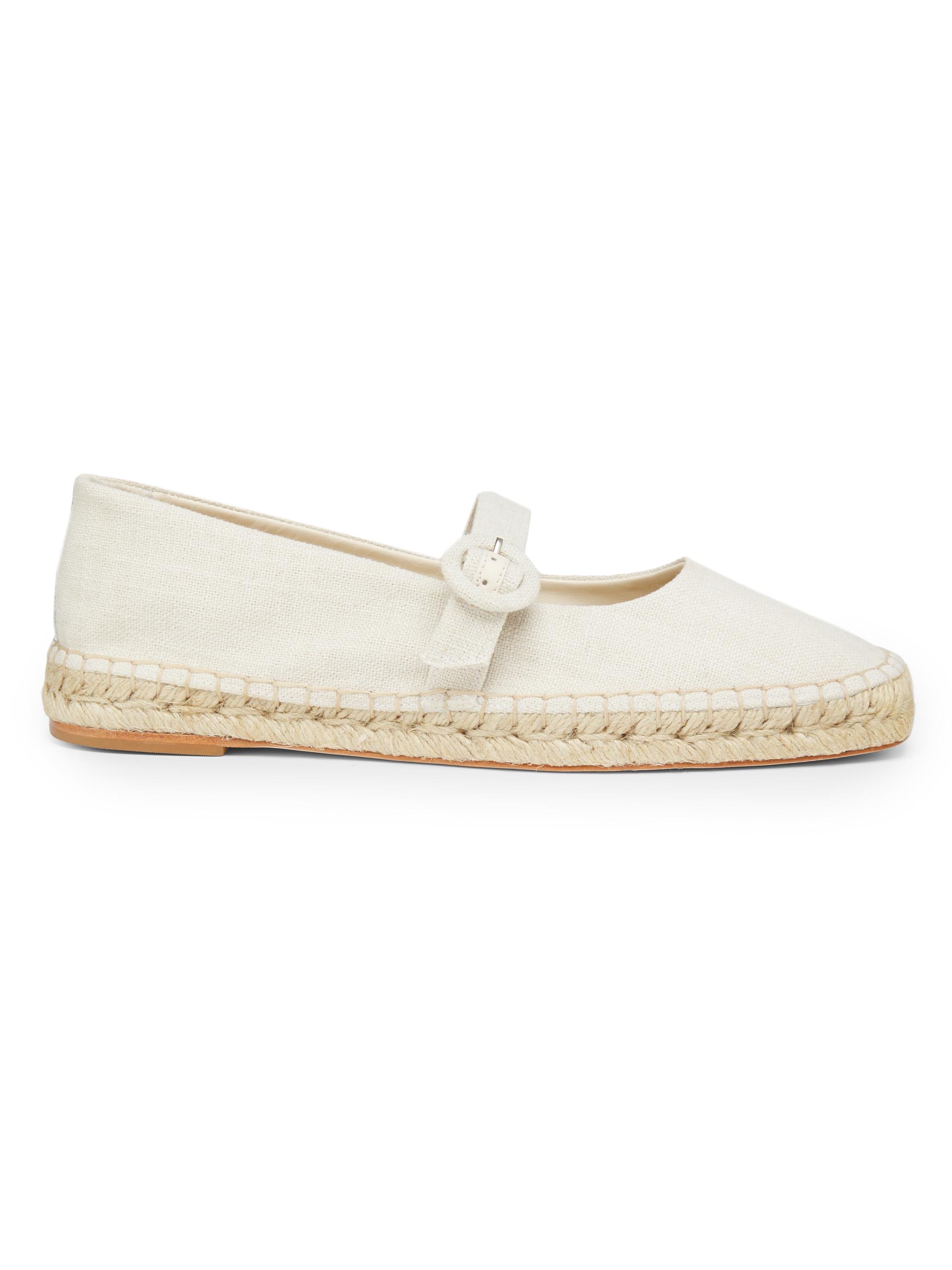 22élevé Women's Espadrille Mary Jane Denim Ballet Flats - Natural Linen