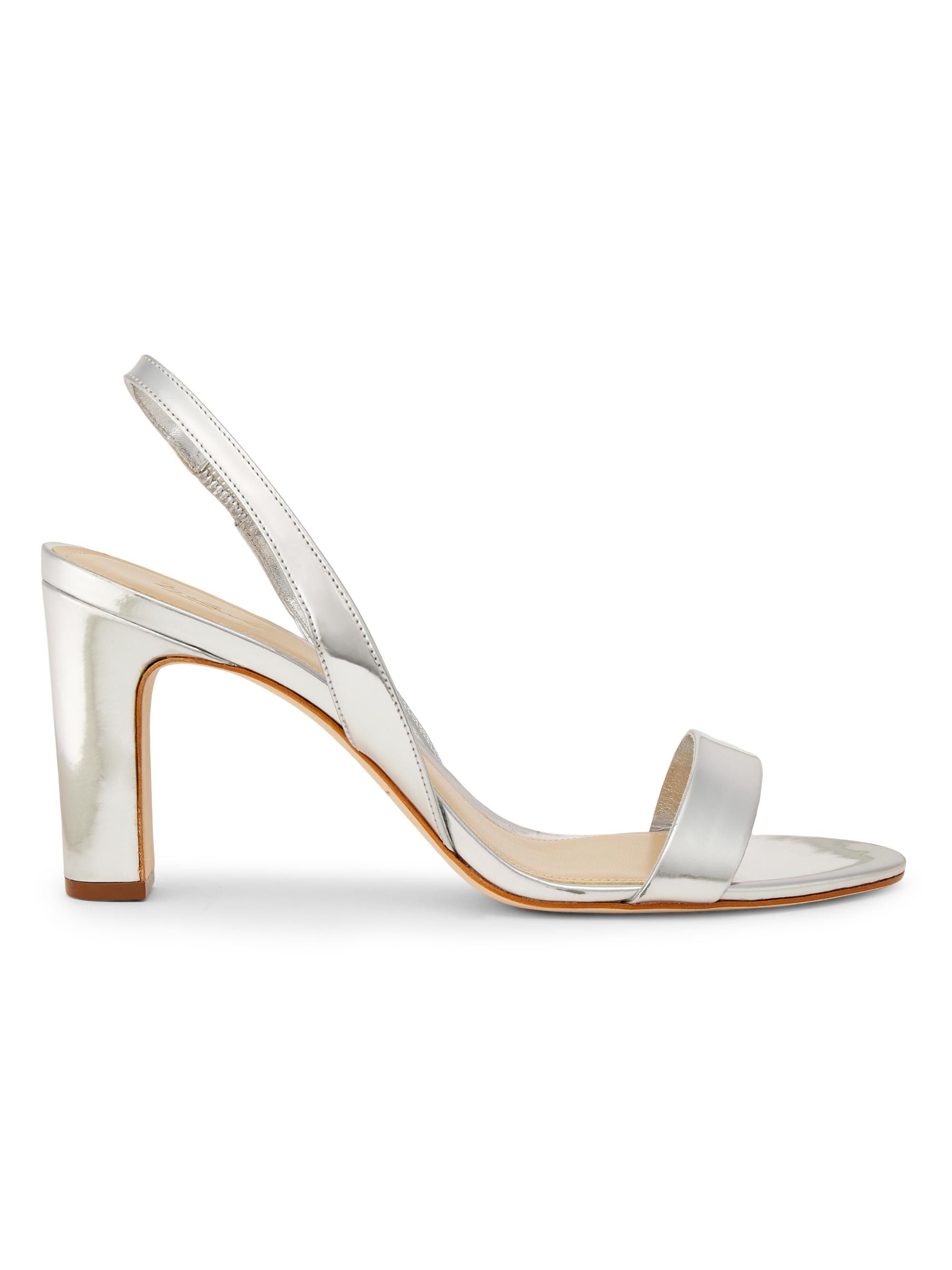 22élevé Women's Slingback 85MM Leather Sandals - Silver