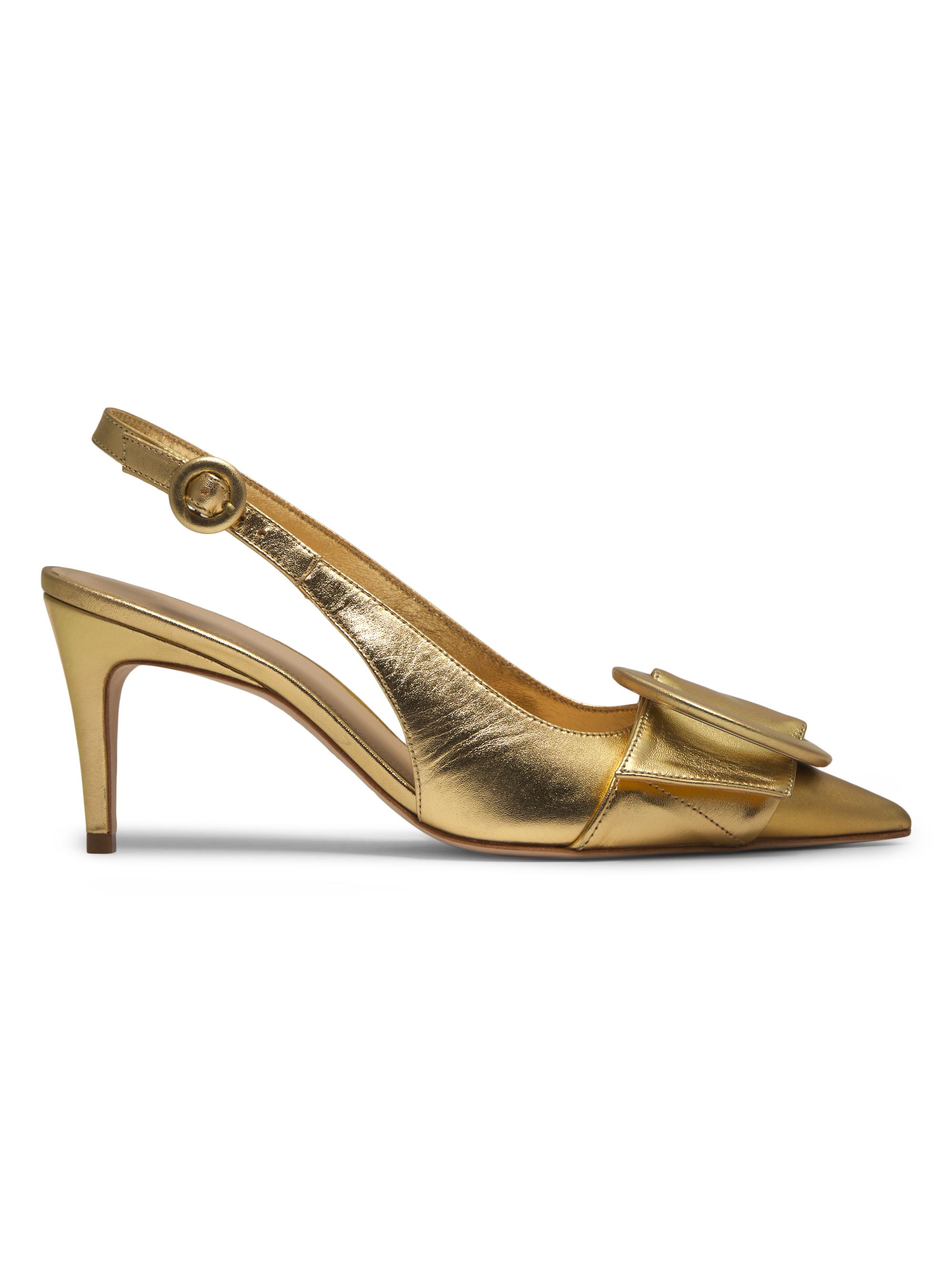 22élevé Women's 75MM Buckle-Accented Metallic Leather Pumps - Gold