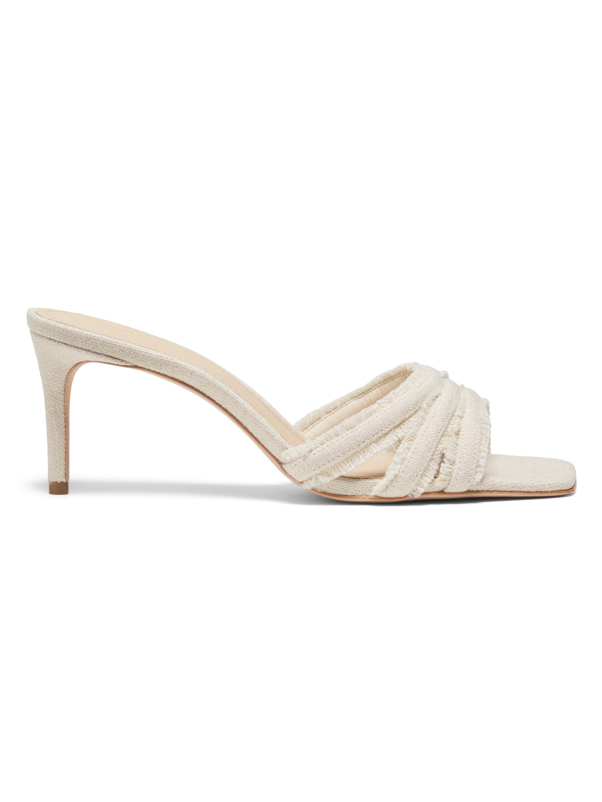 22élevé Women's Three Band Frayed Mule 70MM Linen Sandals - Natural Linen