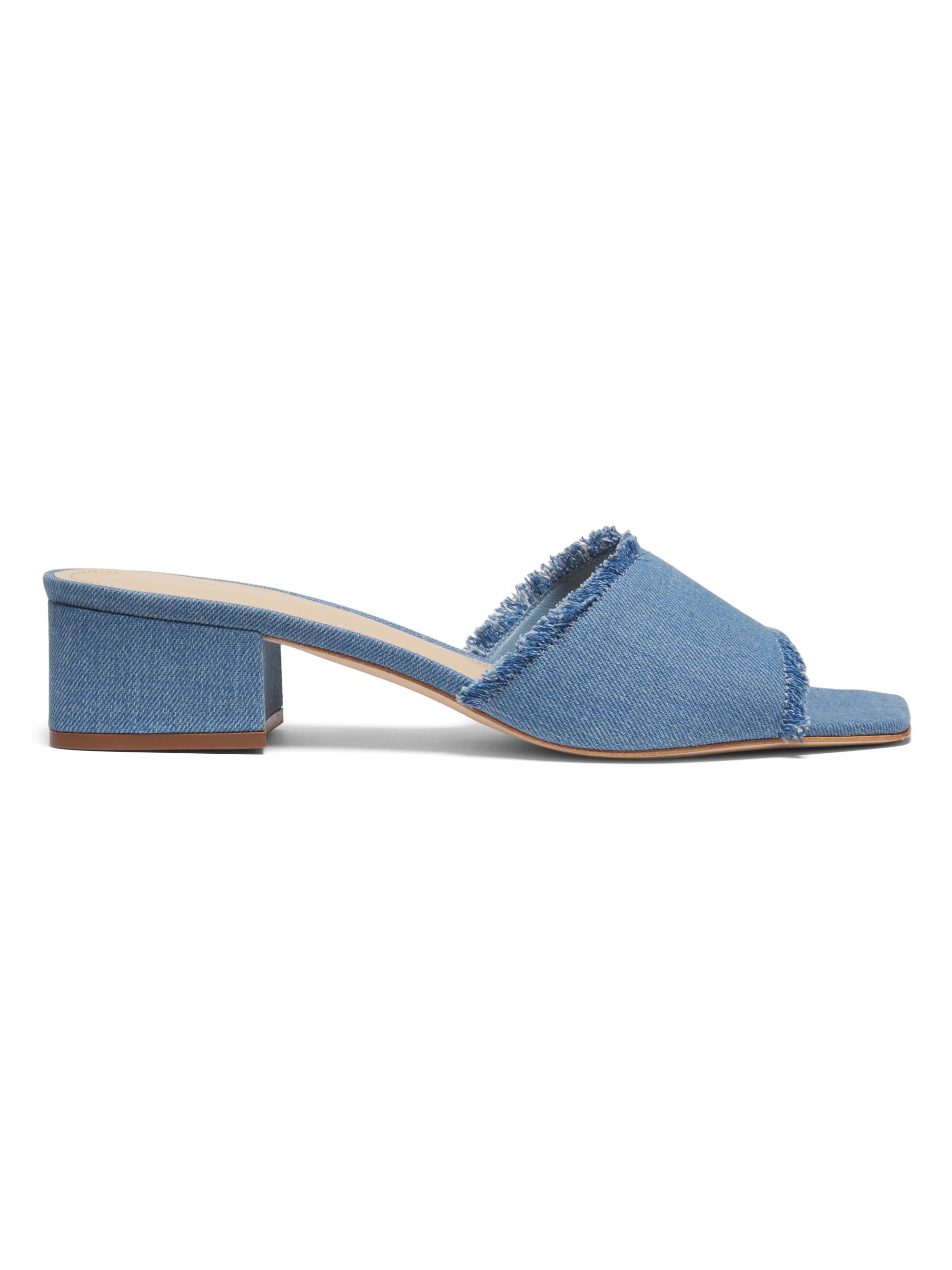 22élevé Women's Frayed Edge 40MM Denim Slip On Sandals - Light Denim