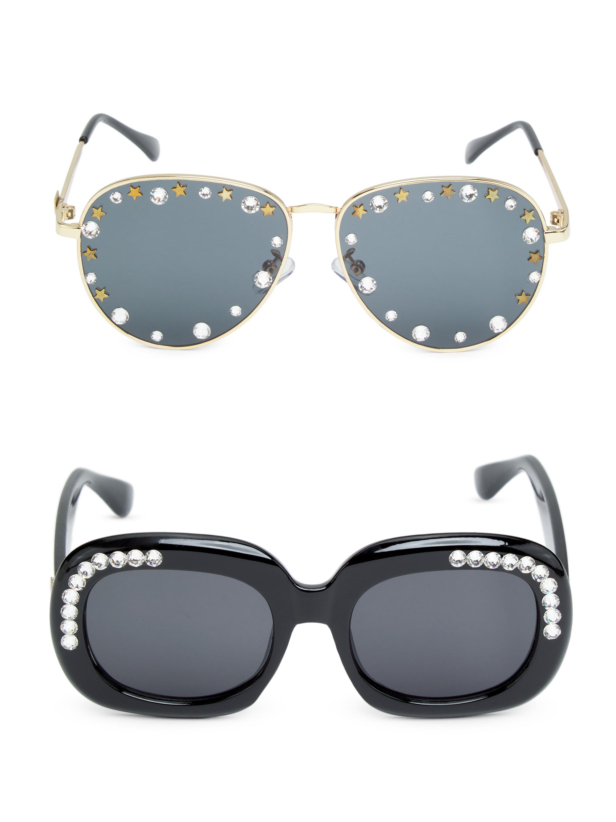 Bari Lynn Girl's Oval Sunglasses 2-Pack