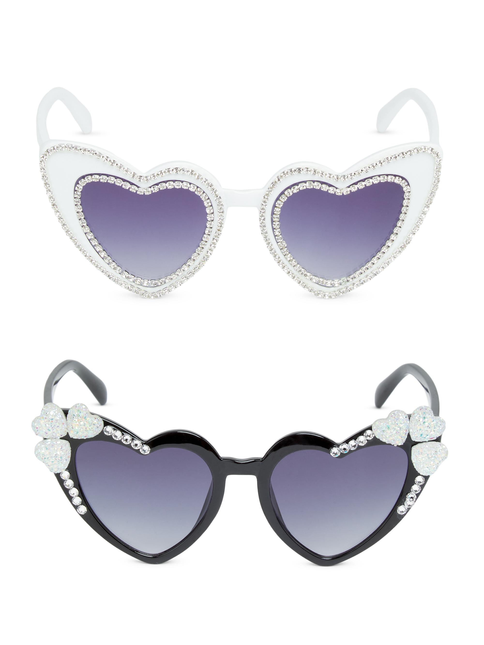 Bari Lynn Girl's Heart Sunglasses 2-Piece Set