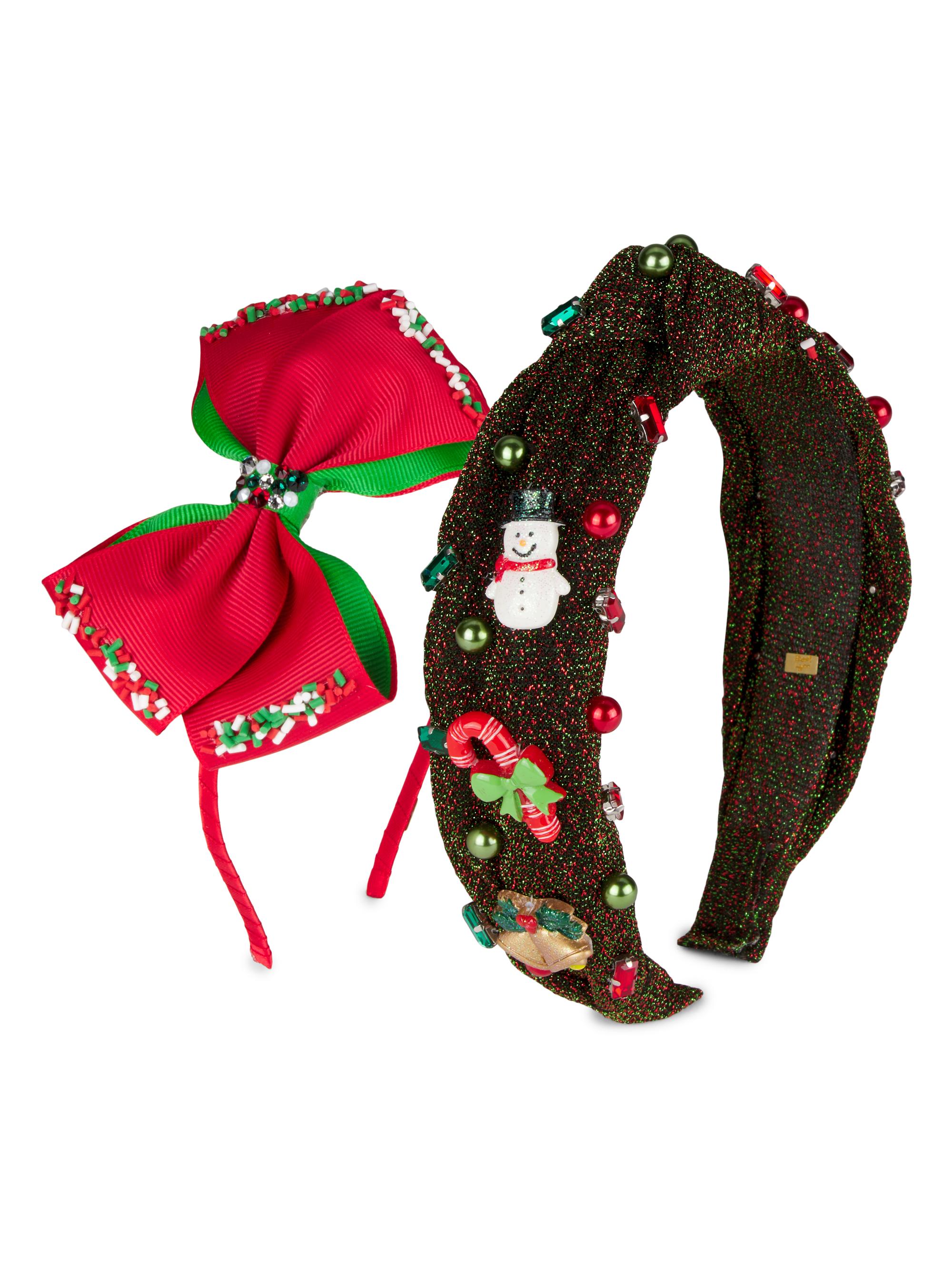 Bari Lynn Girl's 2-Piece Christmas Headband Set