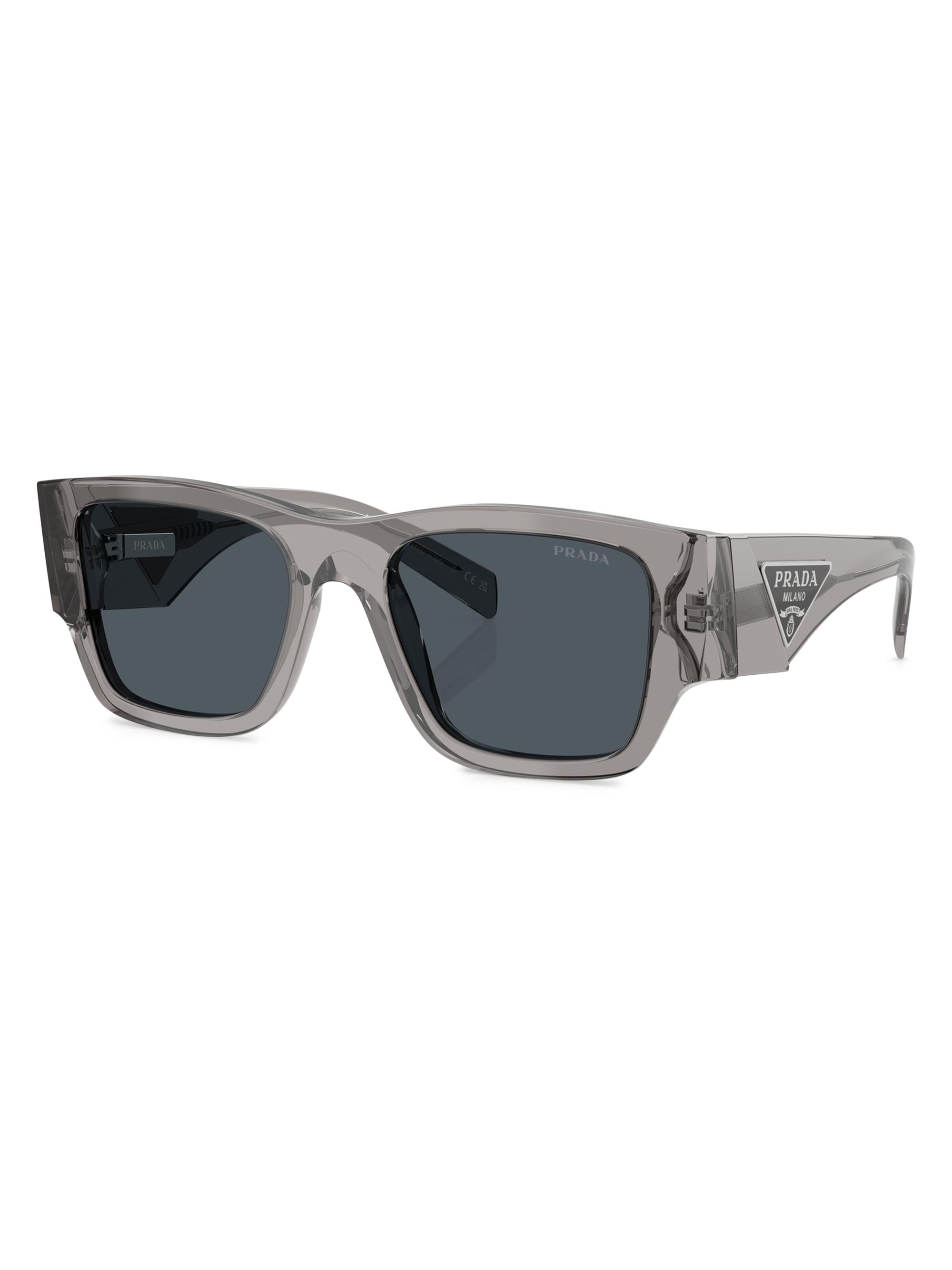 Prada Men's 54MM Rectangular Sunglasses - Transparent Grey | Thumbnail 6