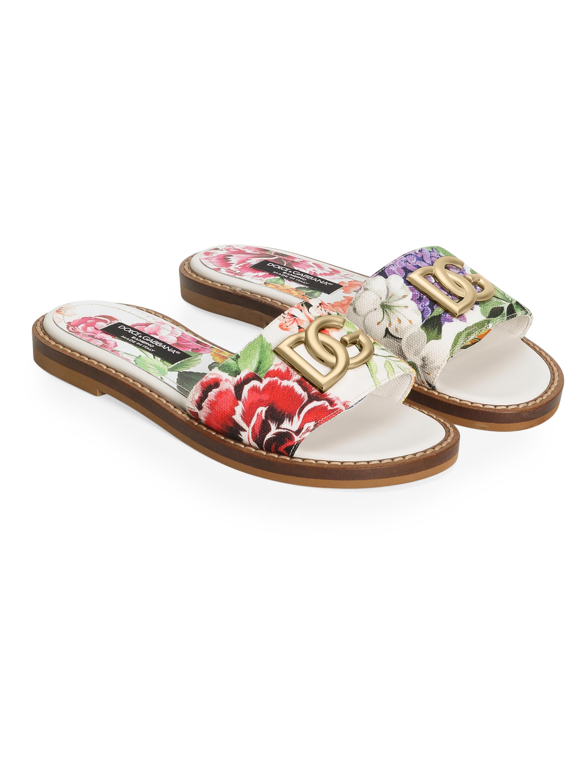 Dolce & Gabbana Little Girl's & Girl's Ciabatta Floral Logo Slides 1 (Child)
