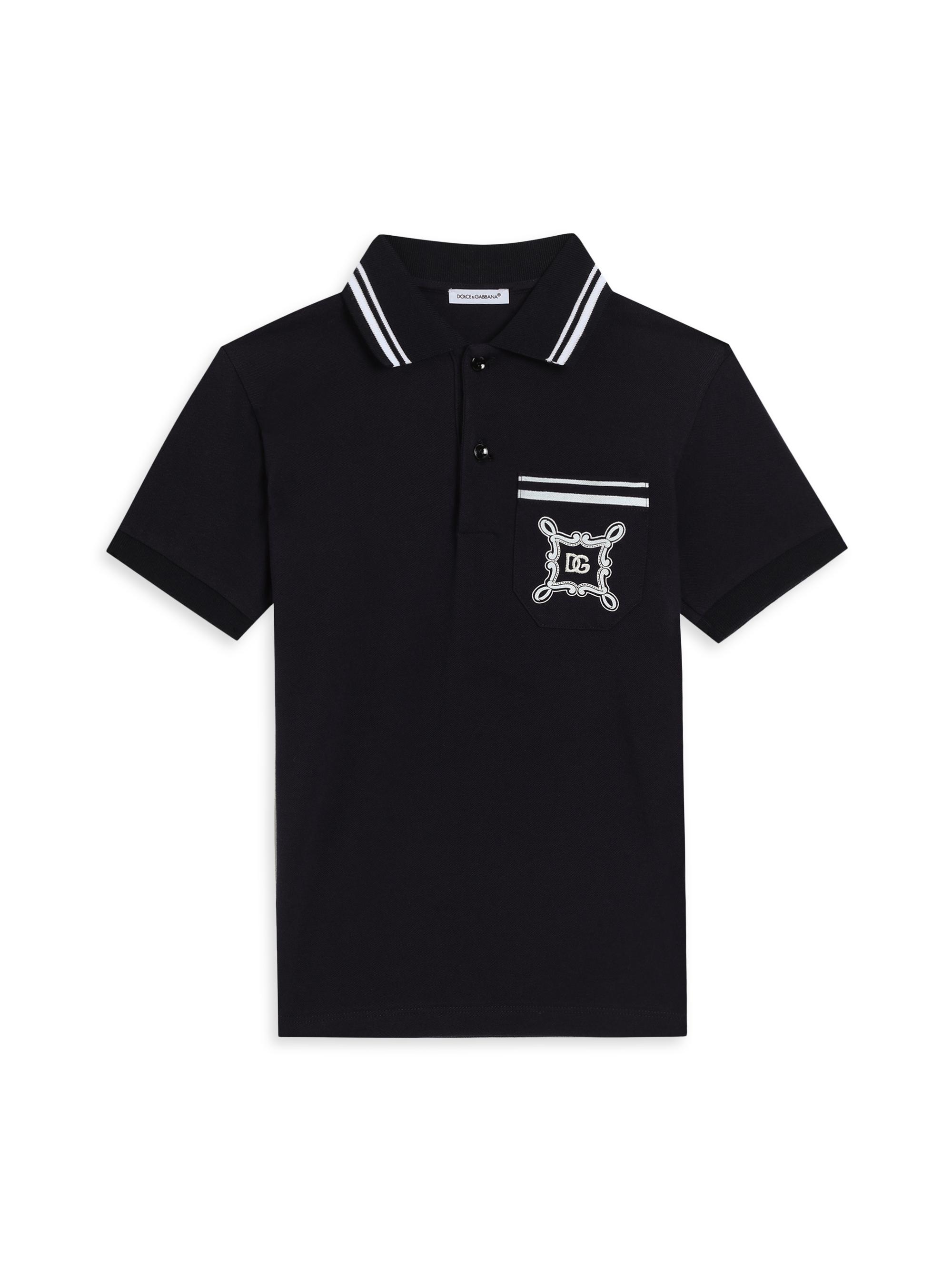 Dolce & Gabbana Little Boy's & Boy's Logo Striped-Trim Polo Shirt - Dark Blue