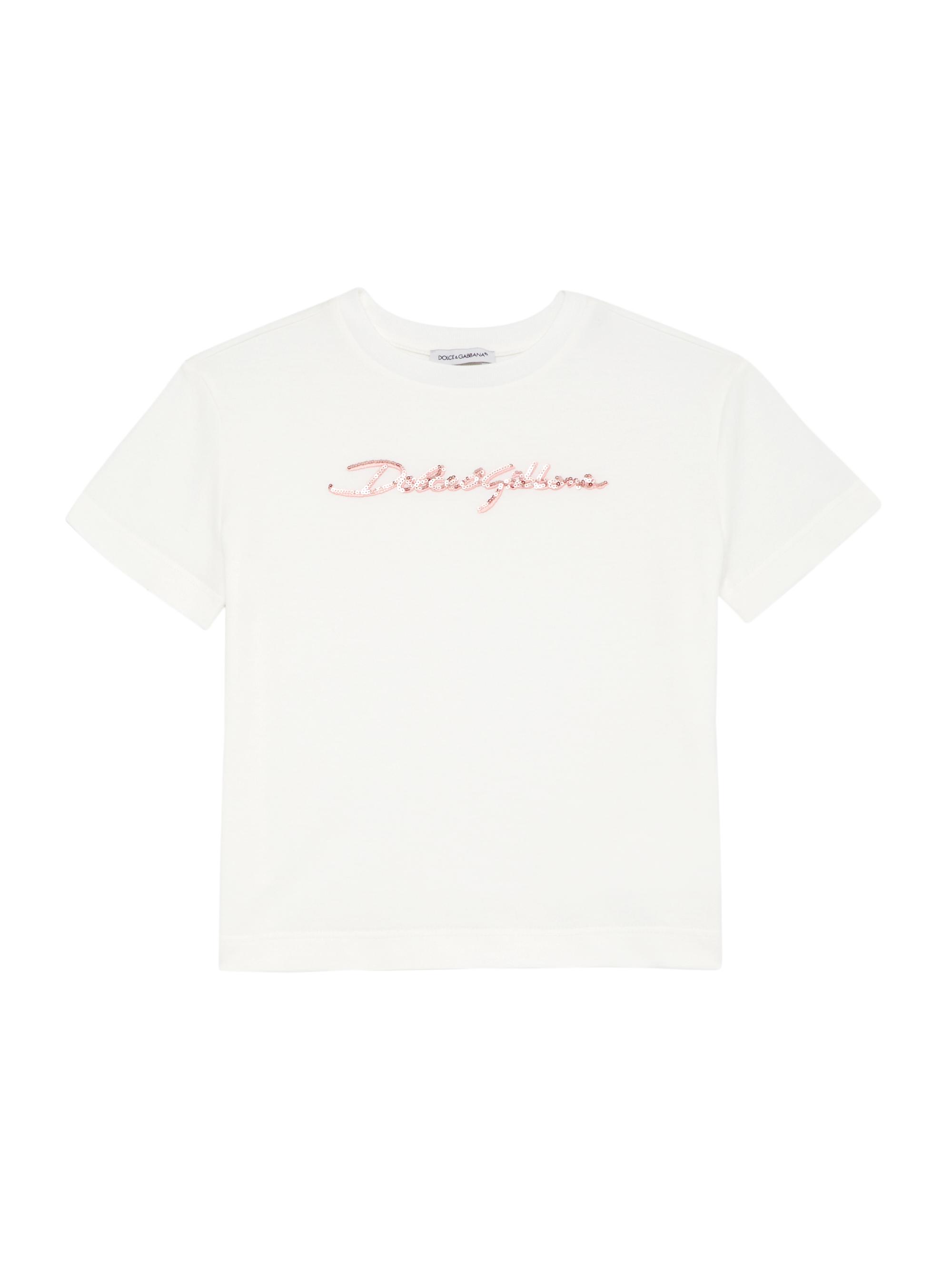 Dolce & Gabbana Little Girl's & Girl's Logo Sequined Crewneck T-Shirt - Bianco