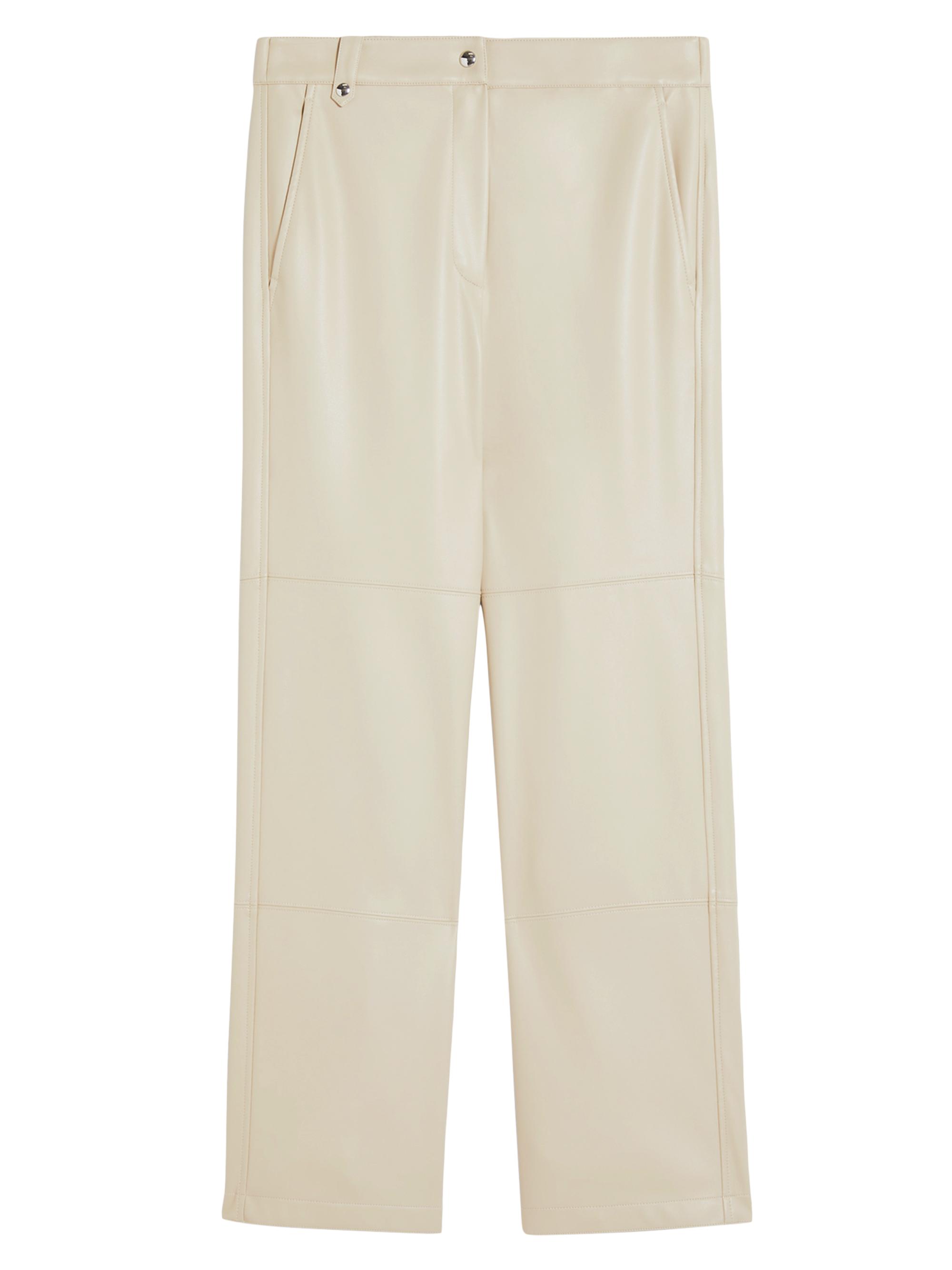 MM Max Mara Women's Struzzo Faux-Leather Crop Pants - Beige
