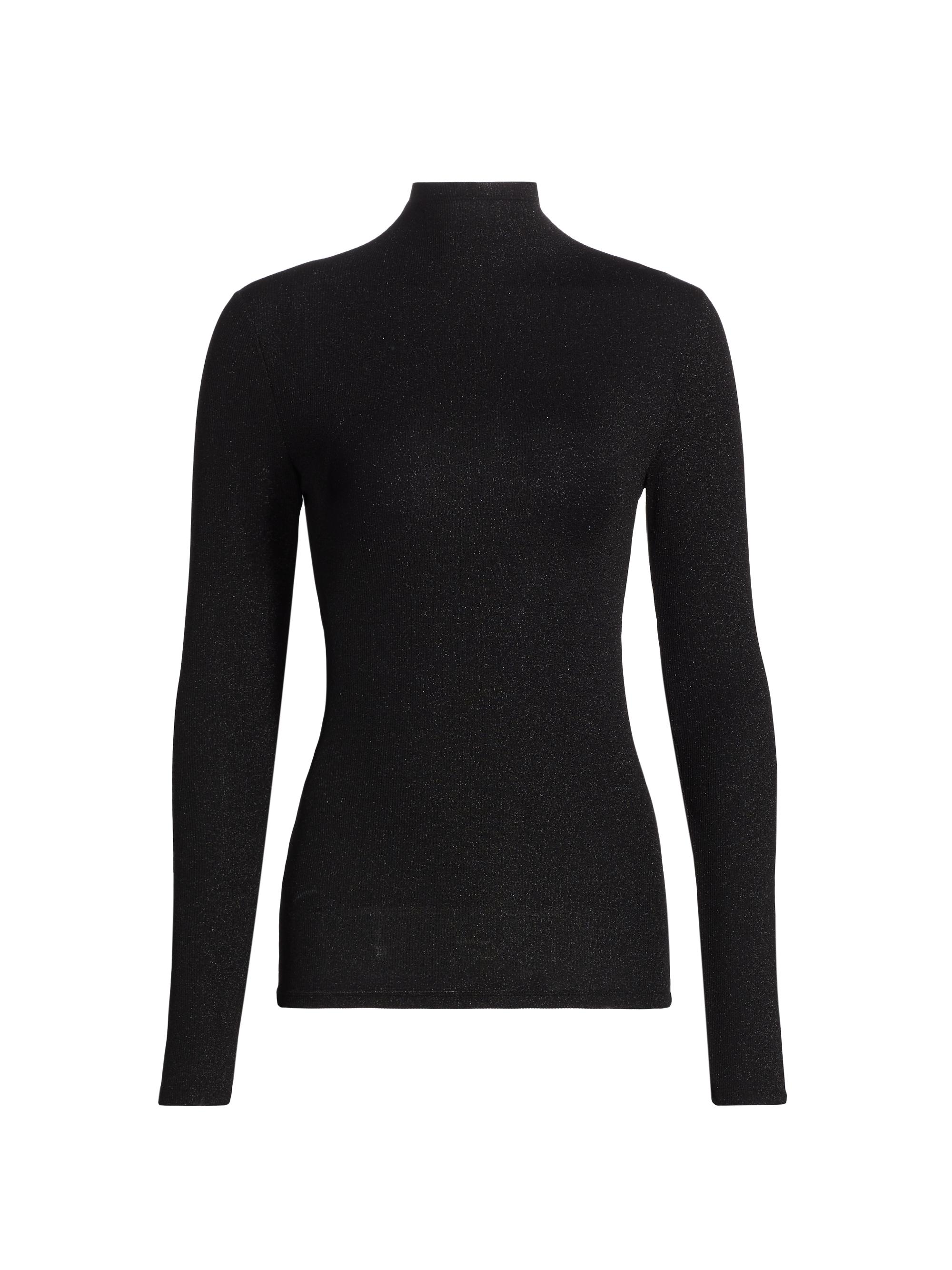 Frame Women's Metallic Turtleneck Top - Black