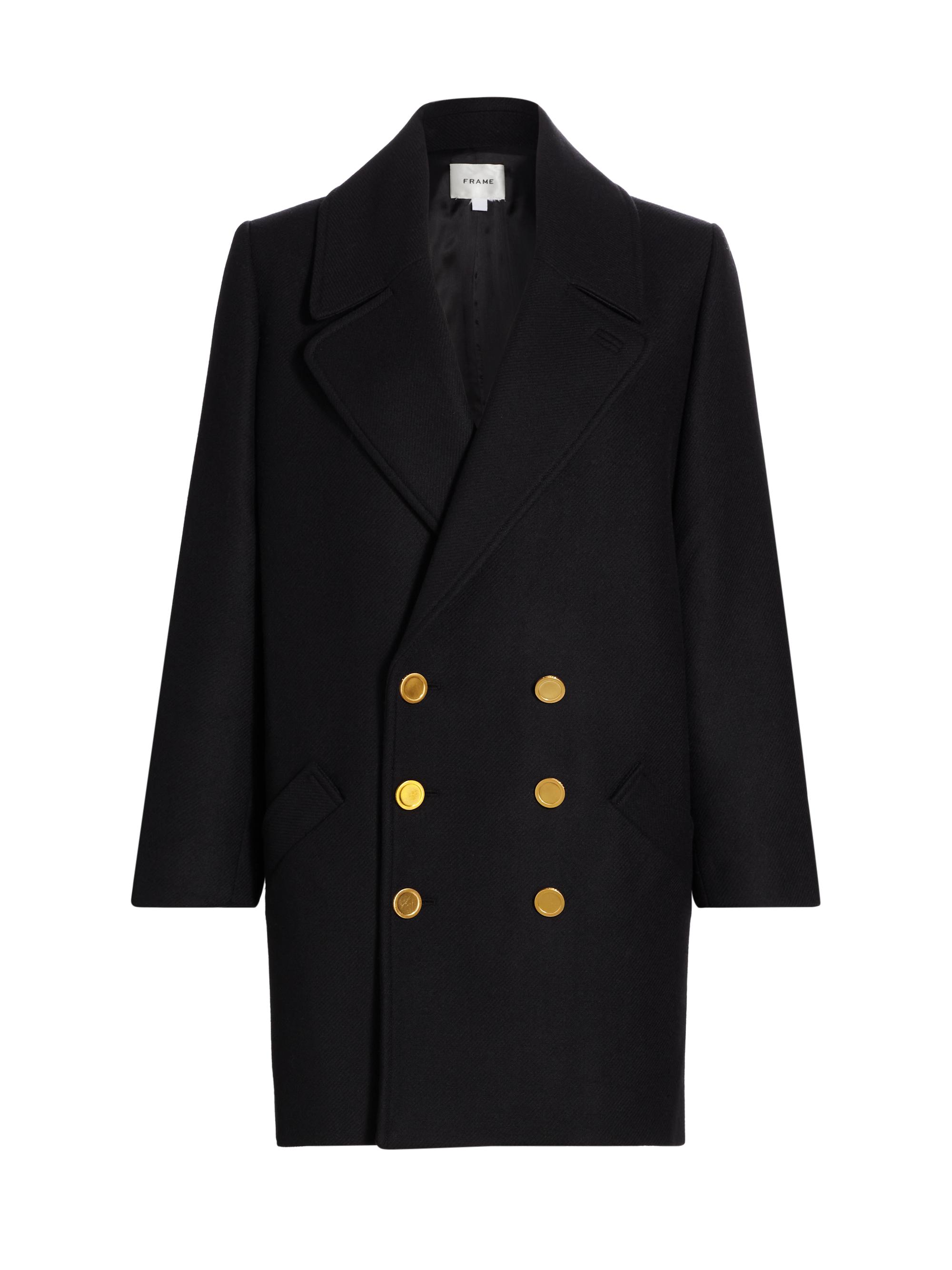 Frame Women's Virgin Wool Classic Double-Breasted Peacoat - Noir