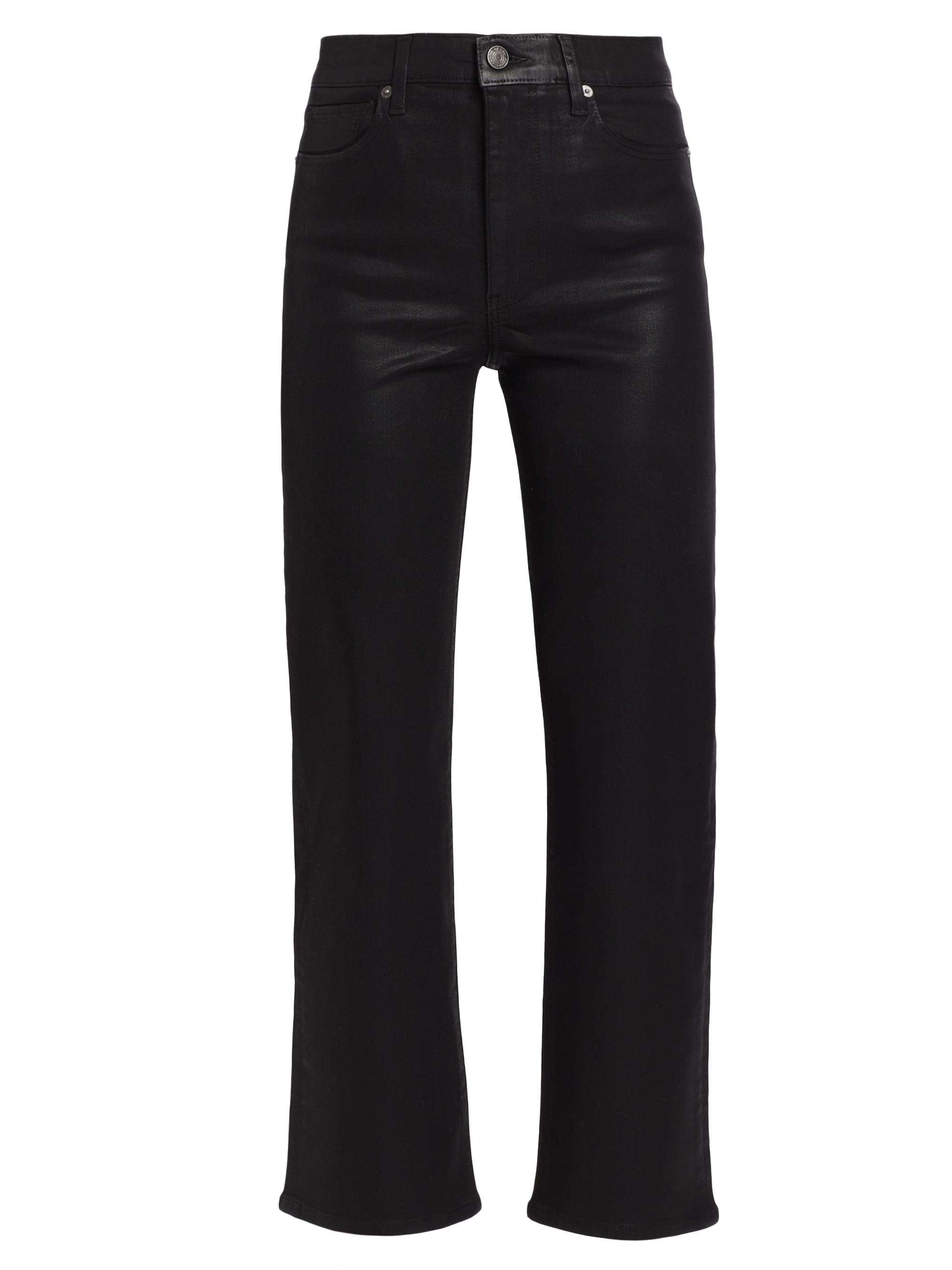Frame Women's Le Sleek Coated Straight-Leg Jeans - Noir Coated