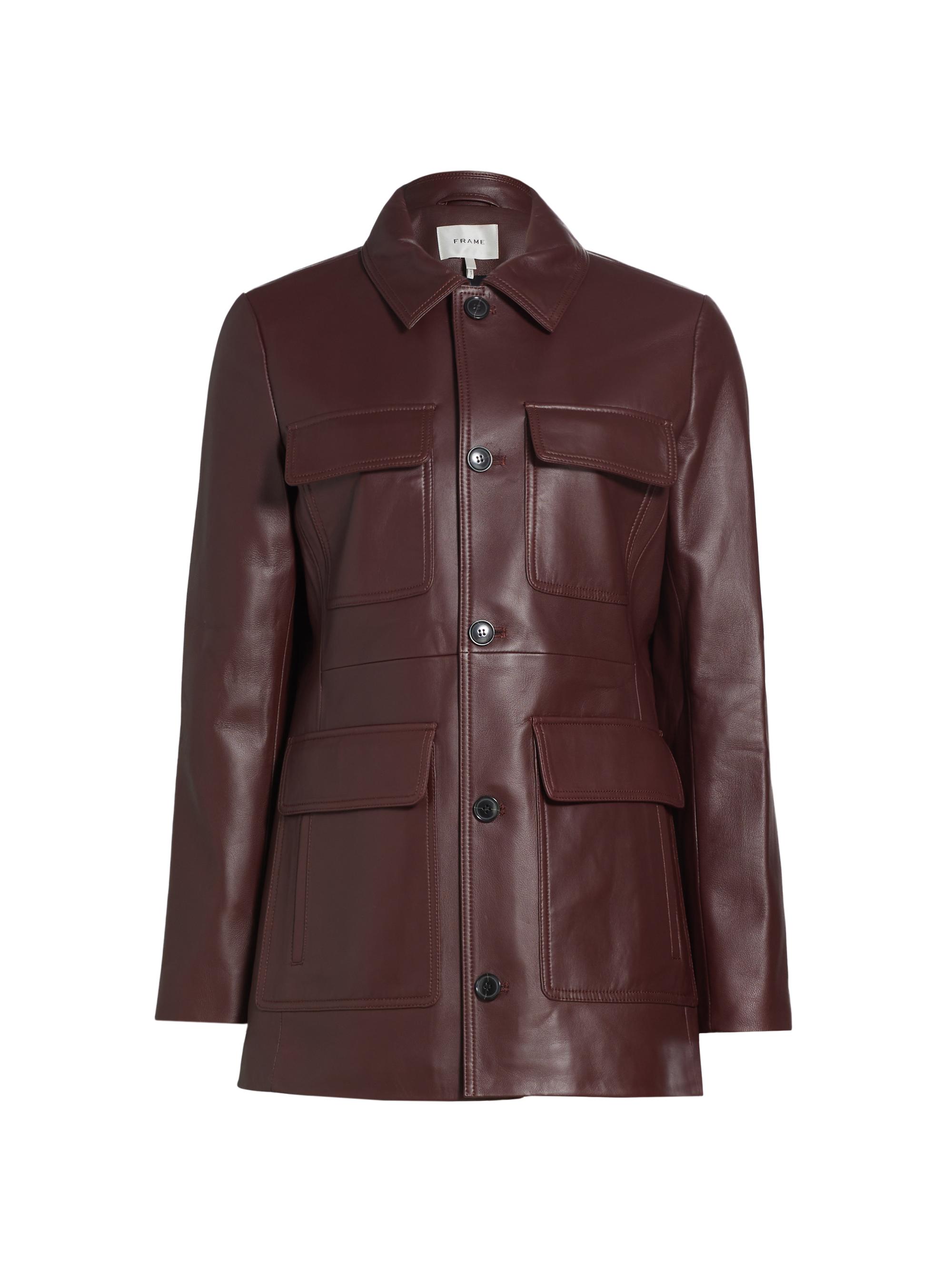 Frame Women's Leather Safari Jacket - Wine
