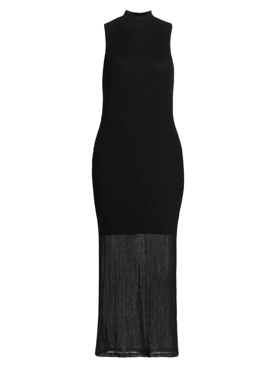 Frame Women's Mesh Mockneck Sleeveless Maxi-dress In Black