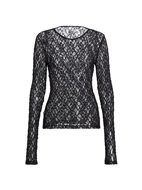 Shop Frame Mesh Lace Long-Sleeve Top | Saks Fifth Avenue Shop Frame Mesh Lace Long-Sleeve Top | Saks Fifth Avenue