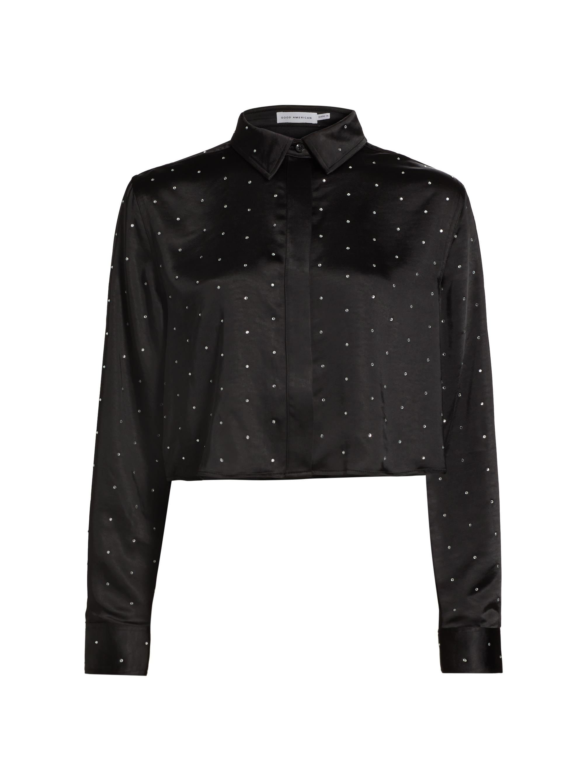 Good American Women's Crystal Satin Shirt - Black