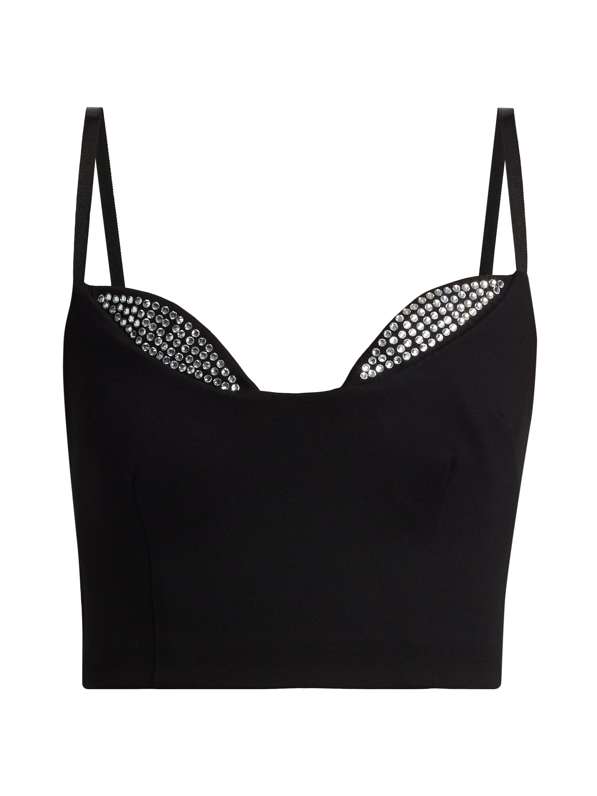 Good American Women's Ponte Crystal-Trim Top - Black