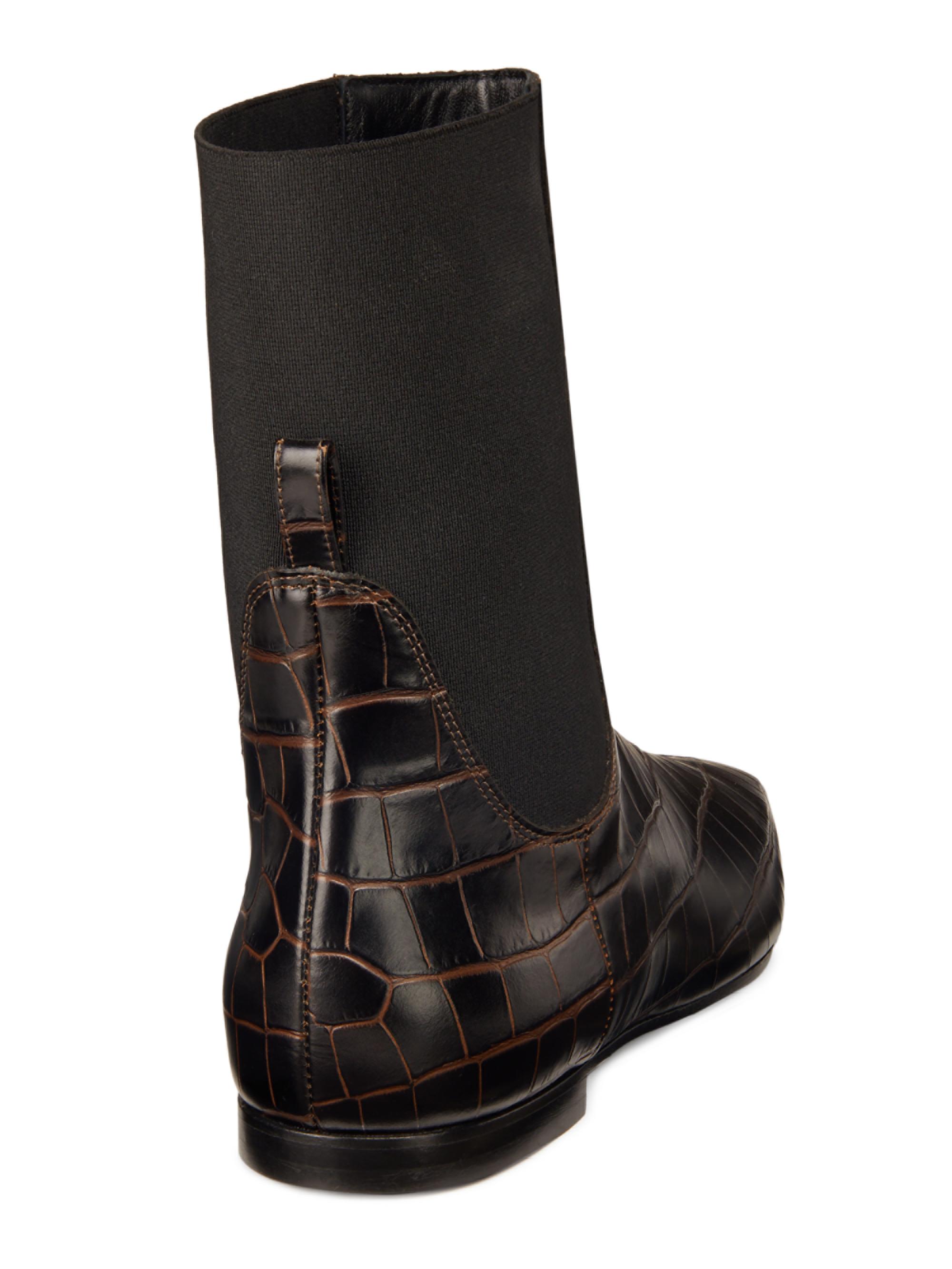 Toteme Crocodile-Embossed Leather Chelsea Boots | Saks Fifth