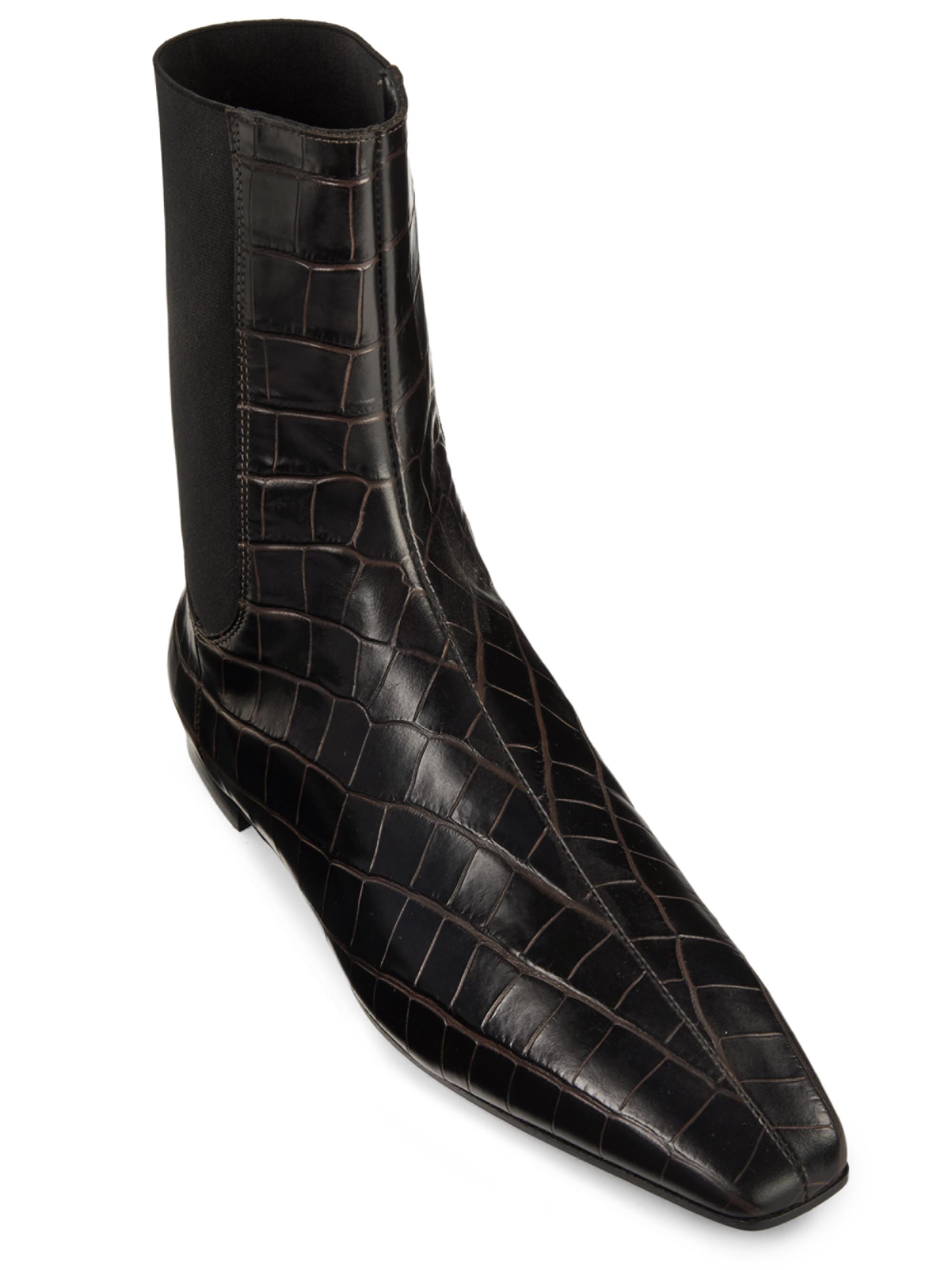 Toteme Crocodile-Embossed Leather Chelsea Boots | Saks Fifth