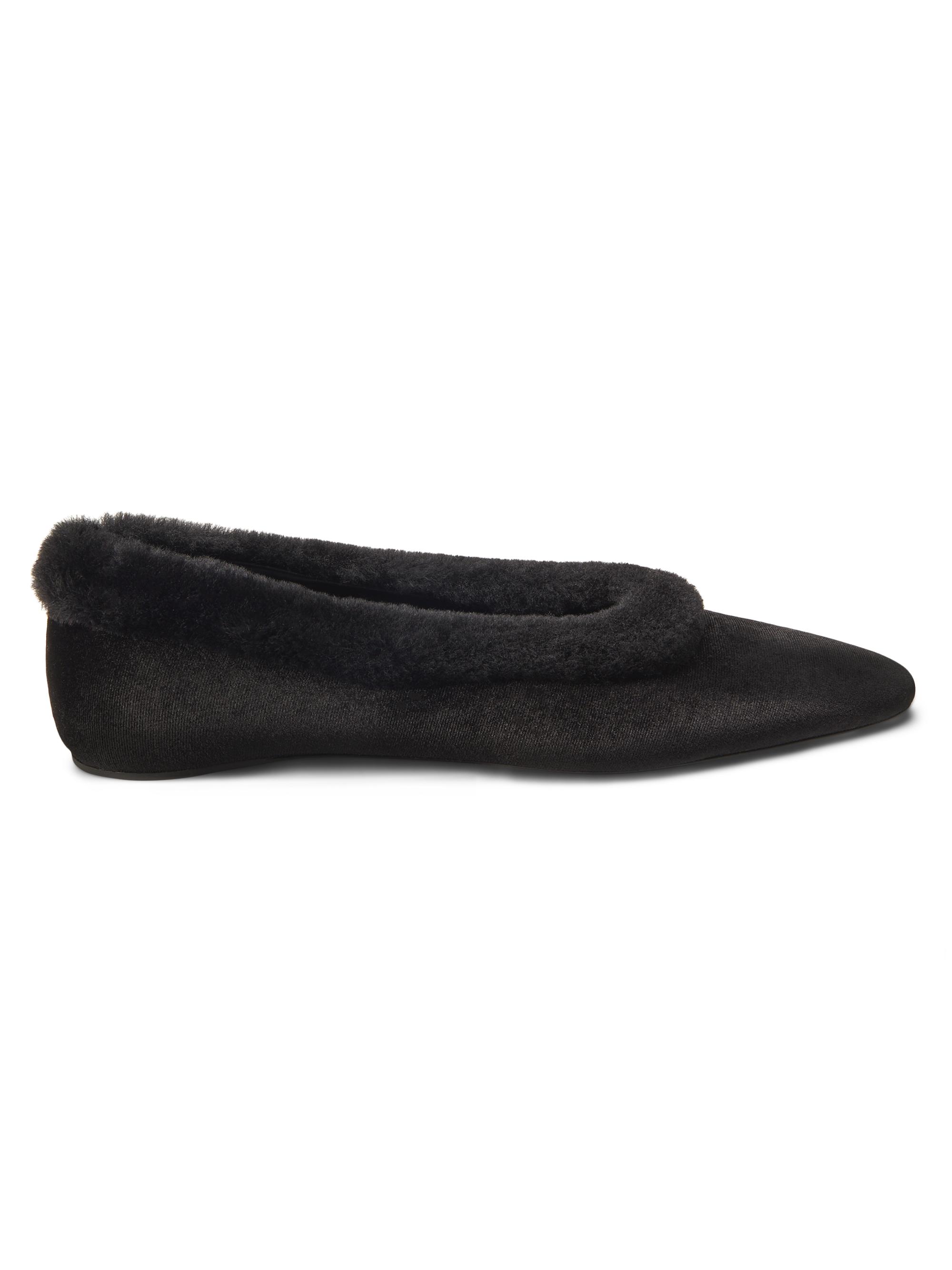 Toteme Women's Shearling-Trimmed Velvet Ballerina Flats - Black