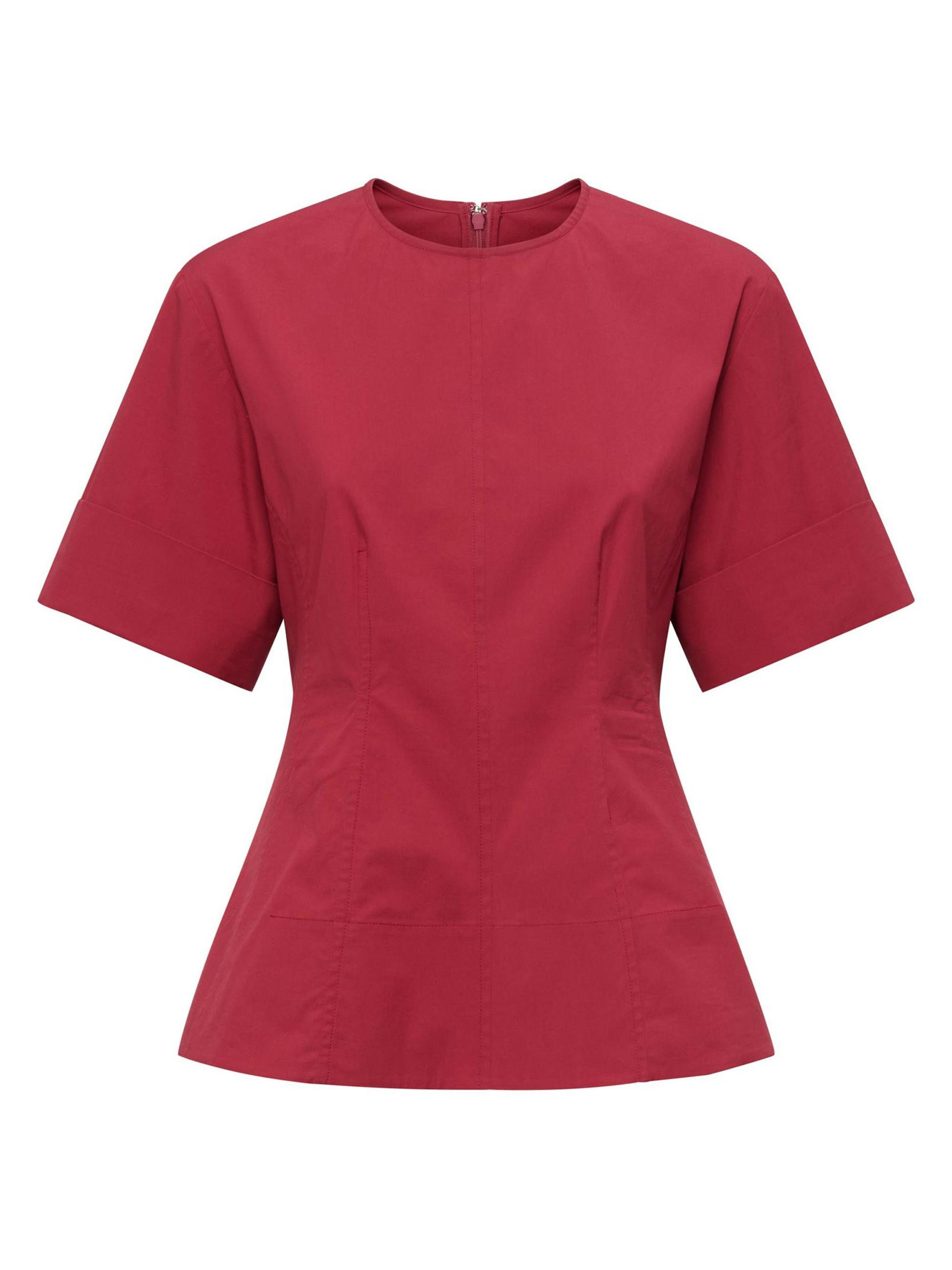 Callas Milano Women's Clare Crewneck Short Sleeve Fit and Flare Top - Garnet