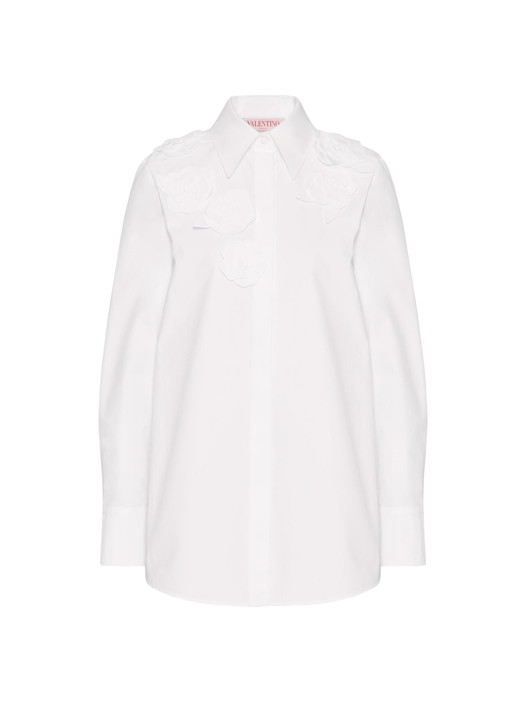Valentino Garavani Women's Embroidered Compact Poplin Shirt - White