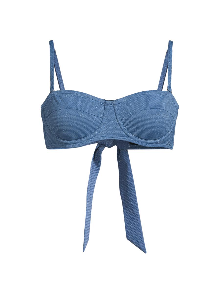 Change Of Scenery Women's Nellie Textured Balconette Bikini Top In Steel Blue Metallic