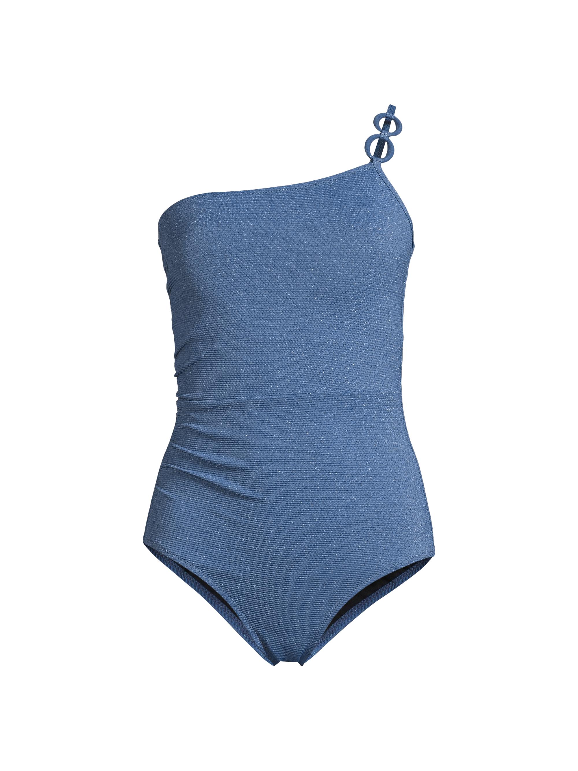 Change of Scenery Women's Kara Metallic Piqué One-Piece Swimsuit - Steel Blue Metallic Texture