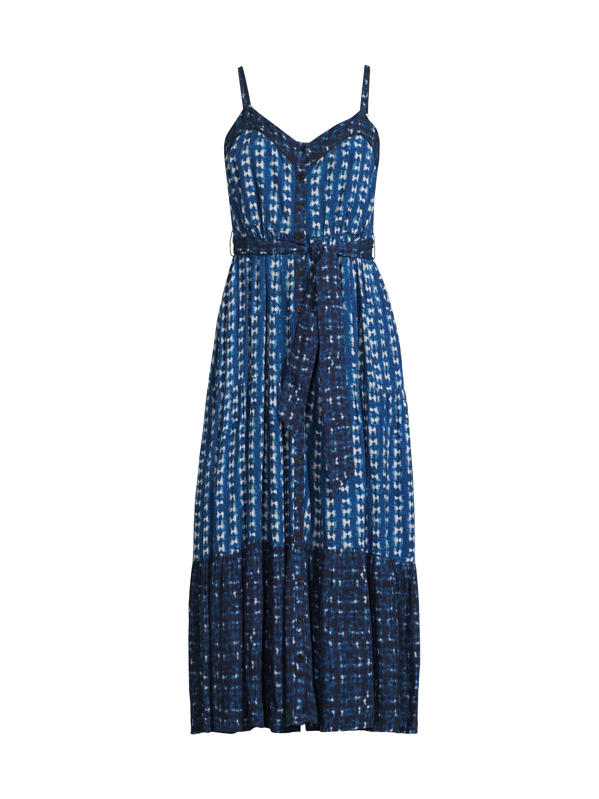 Change of Scenery Women's Addyson Abstract Cotton-Blend Tie-Waist Midi-Dress - Denim Tides